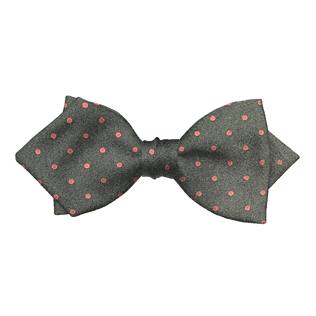 [BT-P-60-E-60-6067] Schleife aus Seide, Form: spitz, Höhe: 60, Stoff: schwarz mit magenta Punkten (6067) (EASY: vorgebunden mit verstellbarer Größe)