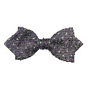 Schleife aus Seide, Form: spitz, Höhe: 60, Stoff: dunkelblau mit grünen Punkten (6071)