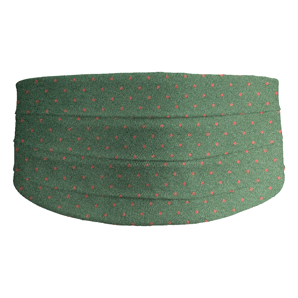 [CB-S-60-6076] Kummerbund aus Seide, Stoff: dunkelgrün mit roten Punkten (6076) (48)