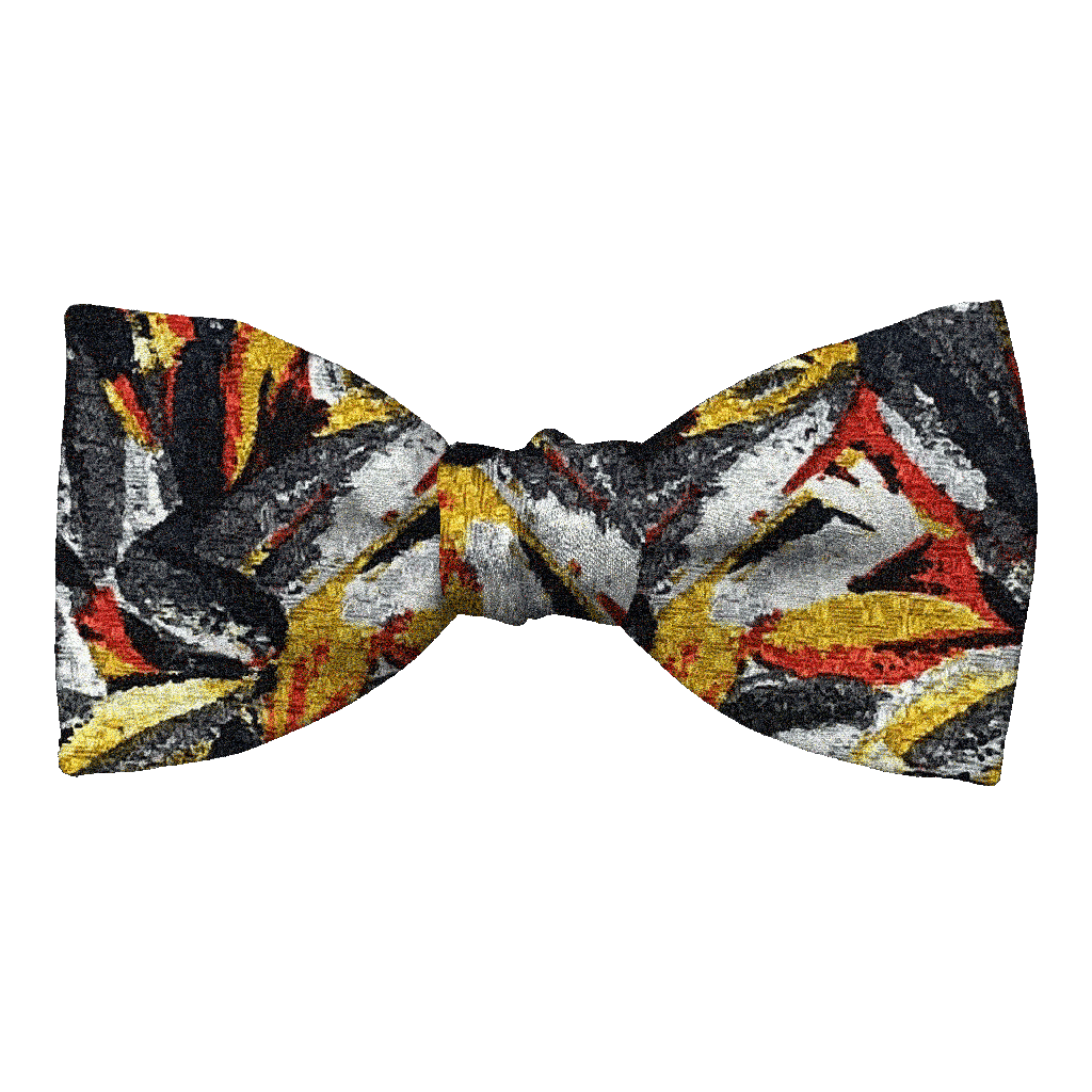 [BT-S-50-E-60-6093] Schleife aus Seide, Form: gerade, Höhe: 50, Stoff: floral gemustert in grün, lila und ocker (6093) (EASY: vorgebunden mit verstellbarer Größe)