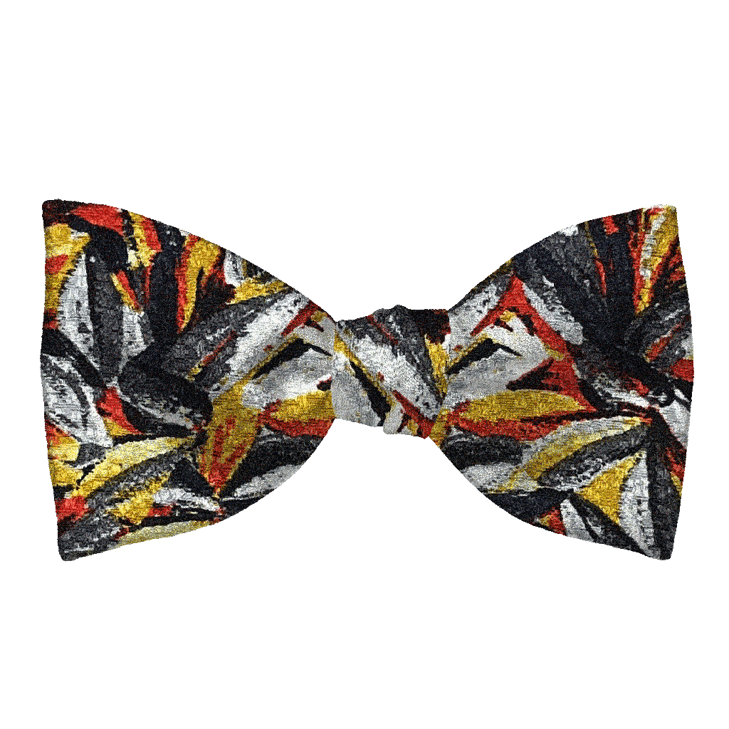 [BT-S-65-E-60-6093] Schleife aus Seide, Form: gerade, Höhe: 65, Stoff: floral gemustert in grün, lila und ocker (6093) (EASY: vorgebunden mit verstellbarer Größe)