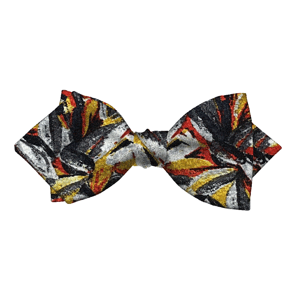 [BT-P-60-E-60-6093] Schleife aus Seide, Form: spitz, Höhe: 60, Stoff: floral gemustert in grün, lila und ocker (6093) (EASY: vorgebunden mit verstellbarer Größe)