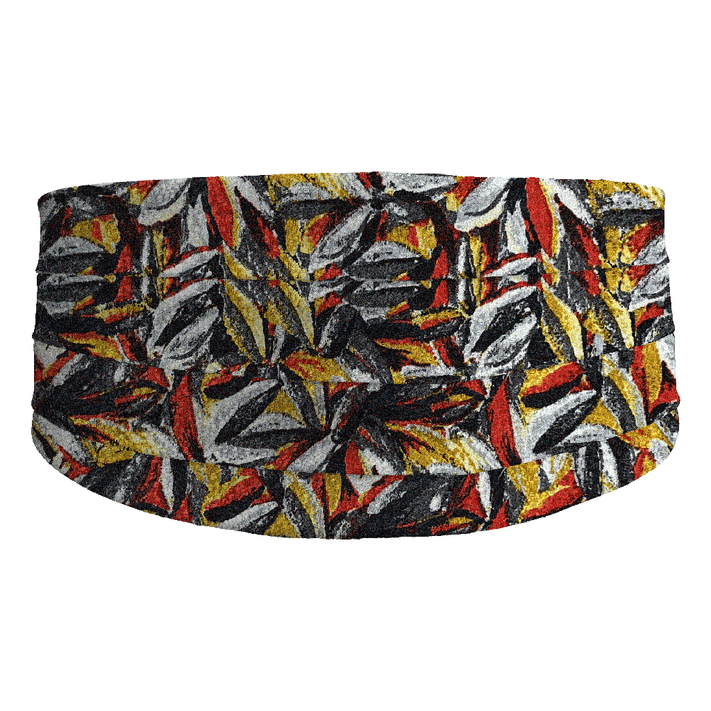[CB-S-60-6093] Kummerbund aus Seide, Stoff: floral gemustert in grün, lila und ocker (6093) (48)