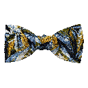 Schleife aus Seide, Form: gerade, Höhe: 50, Stoff: floral gemustert in blau, grün und ocker (6094)