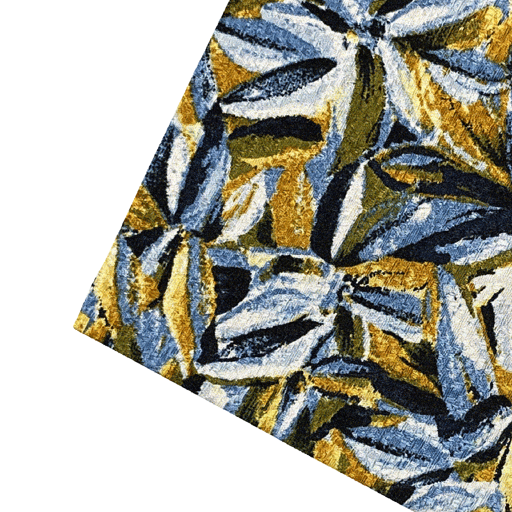[PS-S300-60-6094] Ziertuch aus Seide, 30 x 30 cm, Stoff: floral gemustert in blau, grün und ocker (6094)