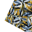 Ziertuch aus Seide, 30 x 30 cm, Stoff: floral gemustert in blau, grün und ocker (6094)