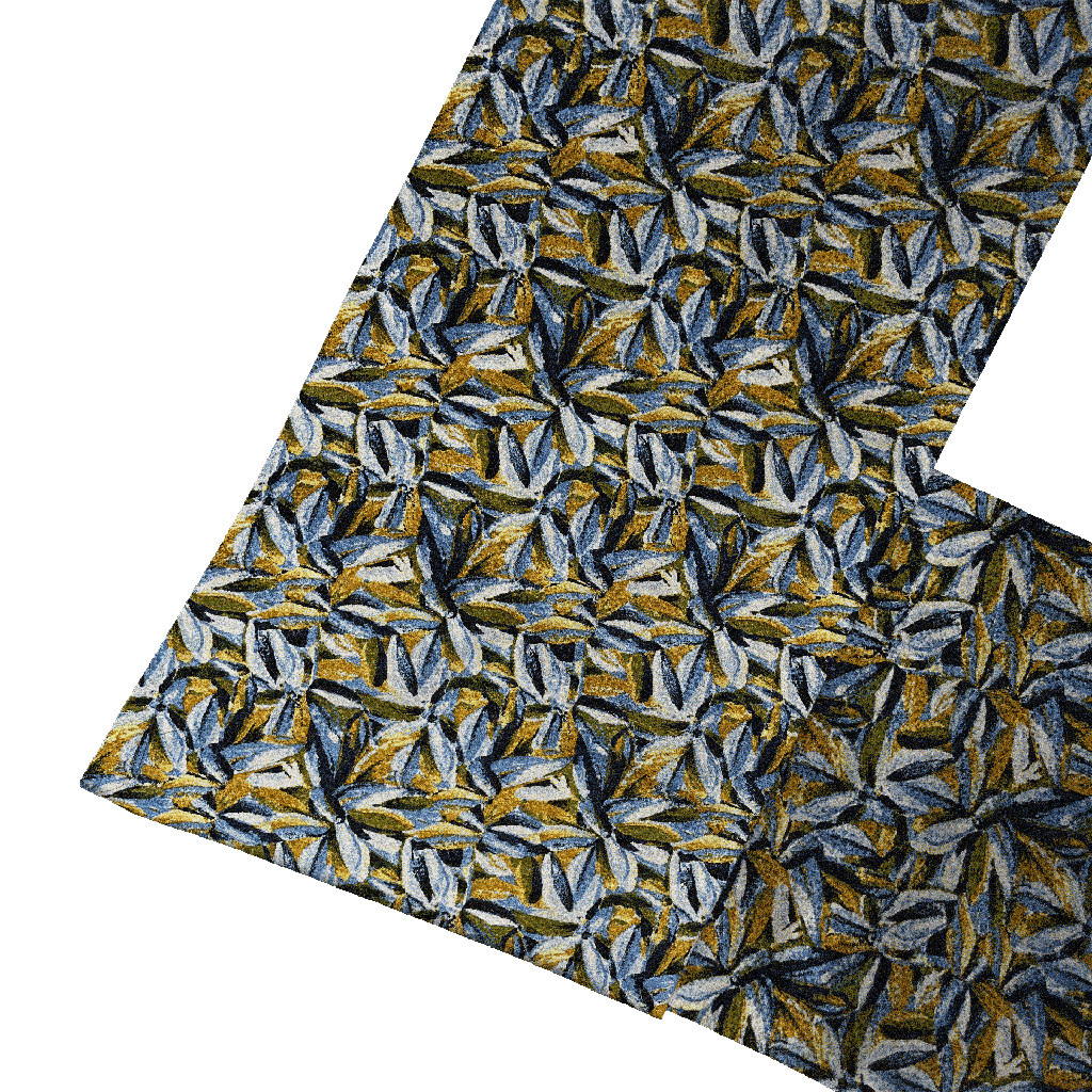 [SC-S-138-60-6094] Sacco-Schal aus Seide, Stoff: floral gemustert in blau, grün und ocker (6094) (138 cm)