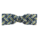 Schleife aus Seide, Form: gerade, Höhe: 35, Stoff: kubisch gemustert in türkis und gelb (6399)