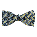 Schleife aus Seide, Form: gerade, Höhe: 50, Stoff: kubisch gemustert in türkis und gelb (6399)
