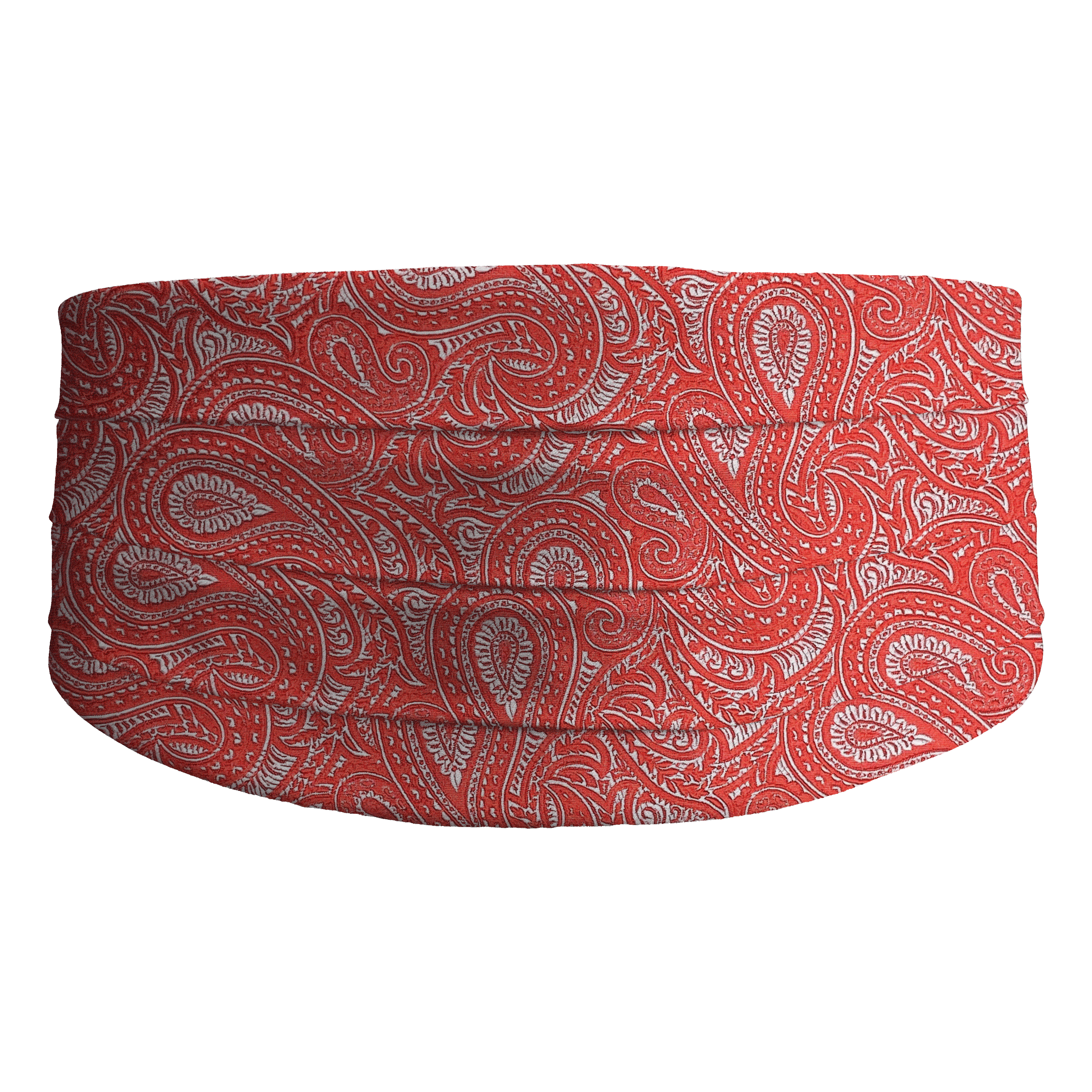 Kummerbund aus Seide, Stoff: hellblaues Paisley auf rot (7244)