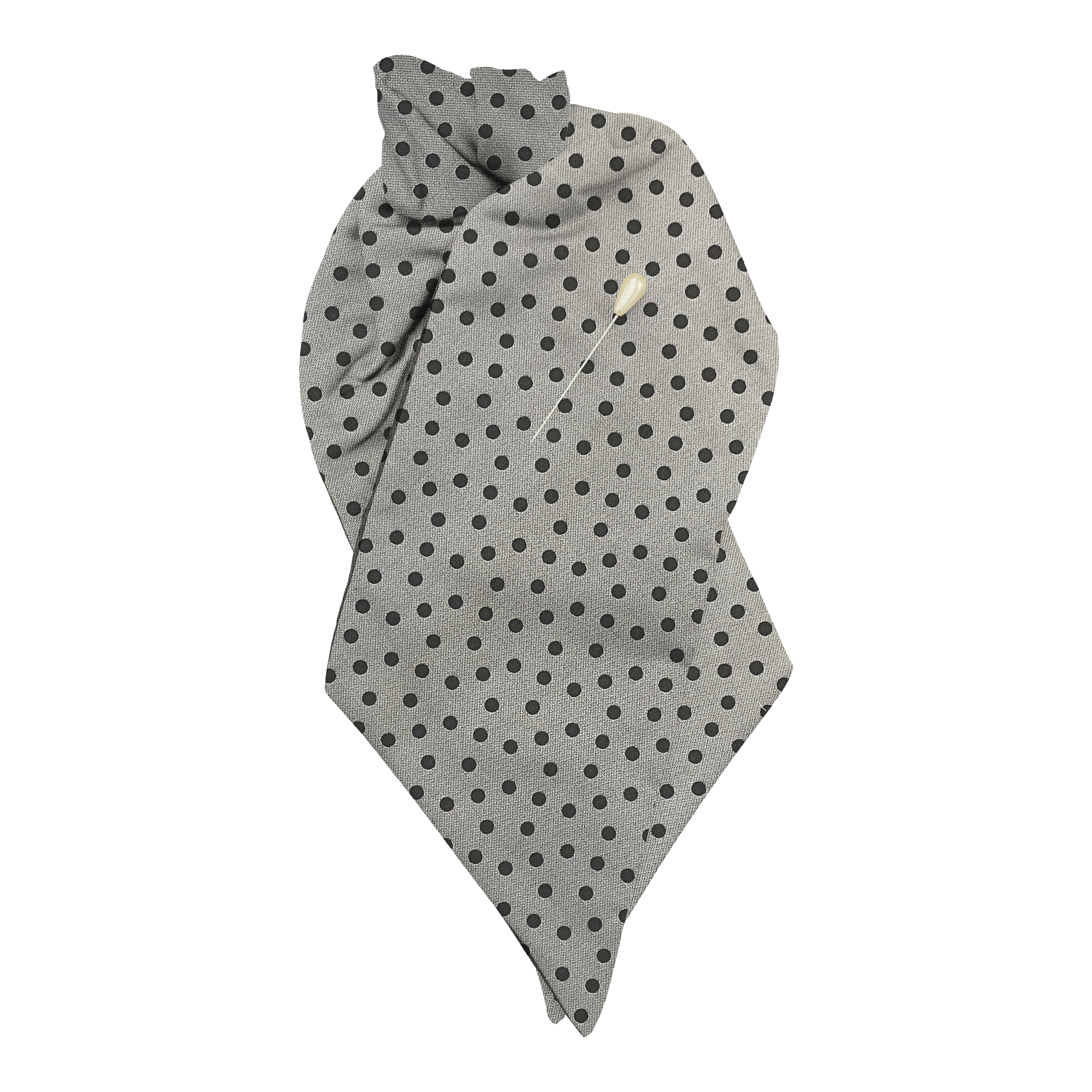 [PL-N-70-7169b] Plastron aus Seide, Stoff: dunkelgrau wirr gepunktet auf grau (7169b) (mit Nadel)