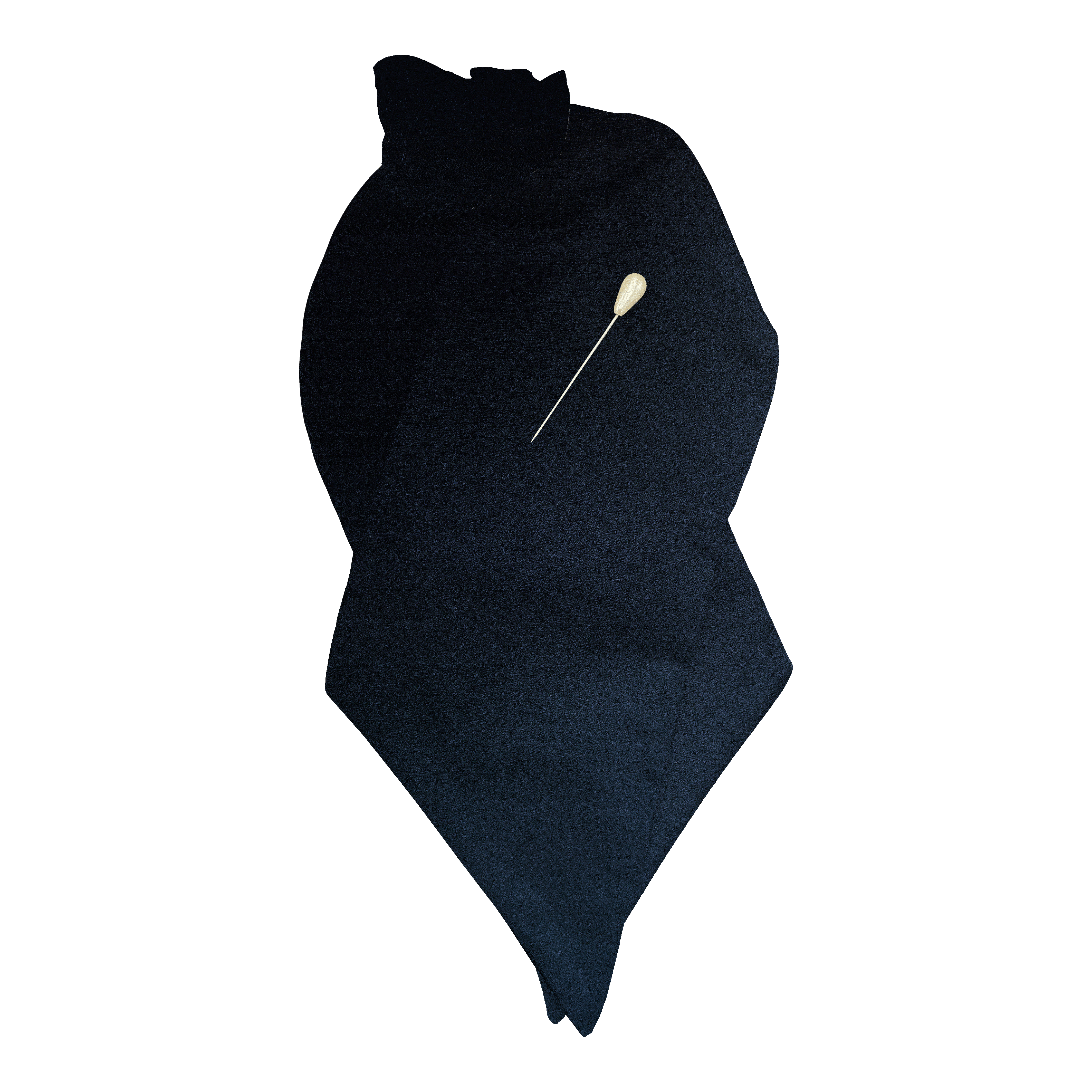 [PL-N-04-0439] Plastron aus Seide, Stoff: einfarbig dunkelblau (0439) (mit Nadel)