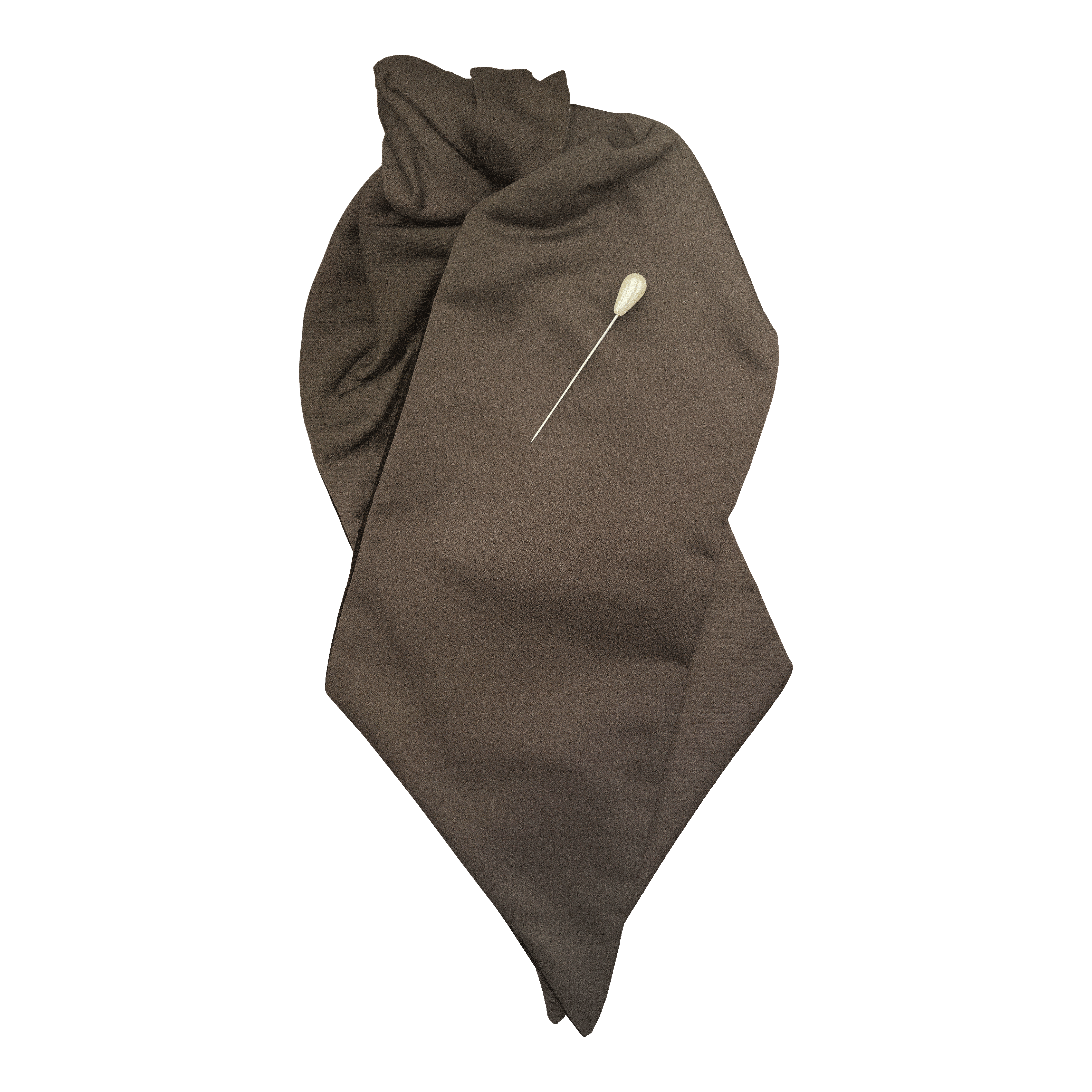 [PL-N-04-0429] Plastron aus Seide, Stoff: einfarbig dunkelbraun (0429) (mit Nadel)