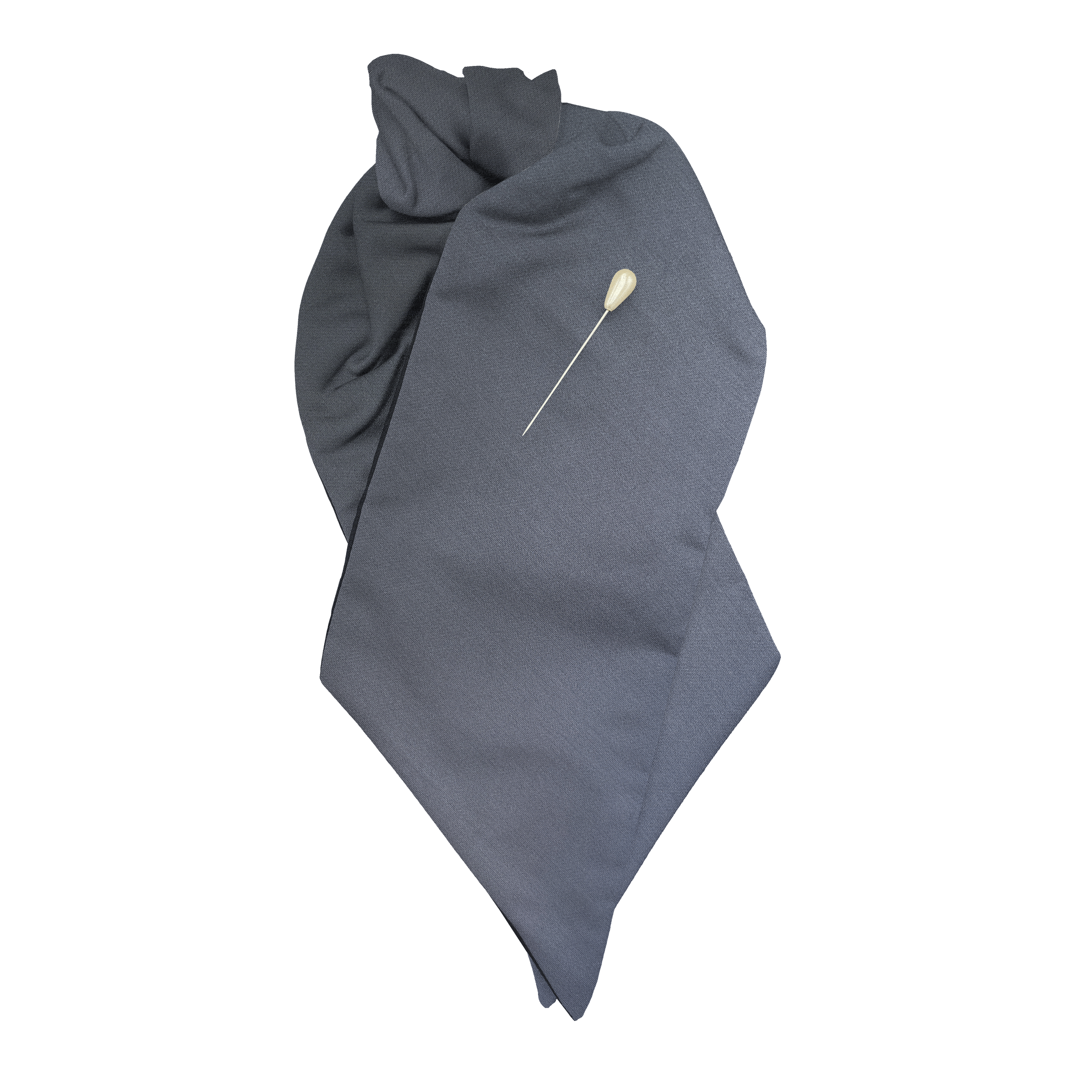[PL-N-04-0457] Plastron aus Seide, Stoff: einfarbig grau (0457) (mit Nadel)