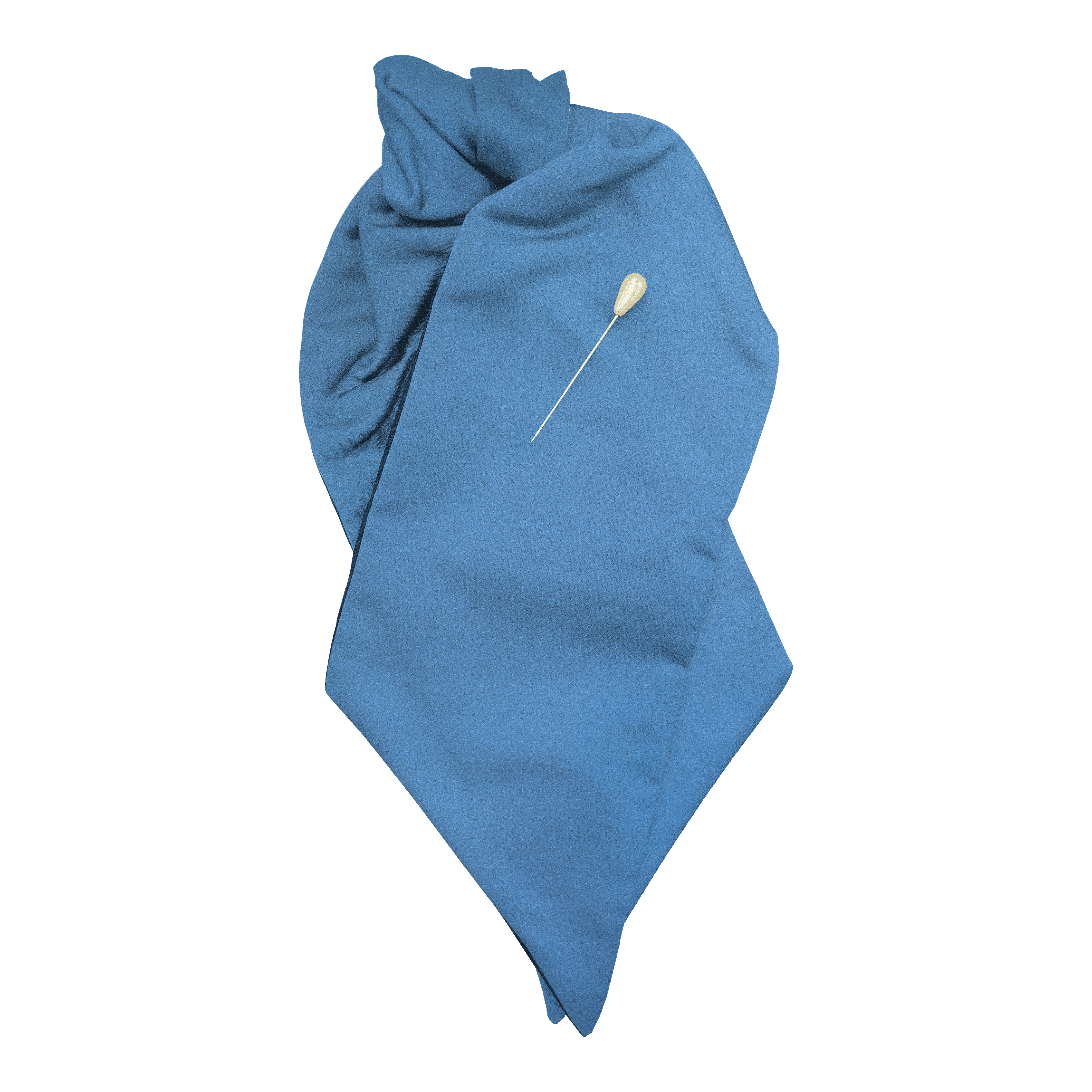 [PL-N-04-0432] Plastron aus Seide, Stoff: einfarbig himmelblau (0432) (mit Nadel)