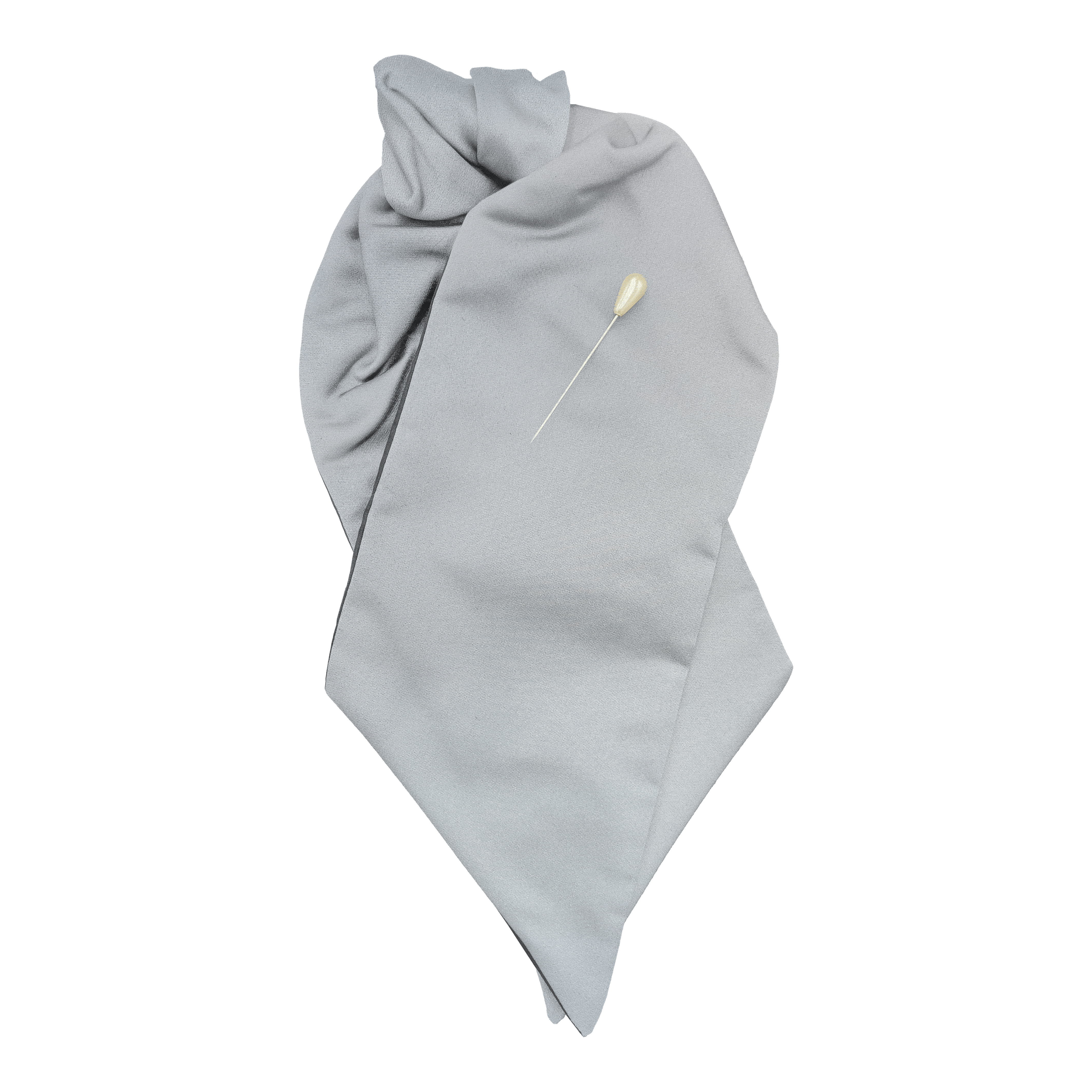 [PL-N-04-0453] Plastron aus Seide, Stoff: einfarbig silber (0453) (mit Nadel)