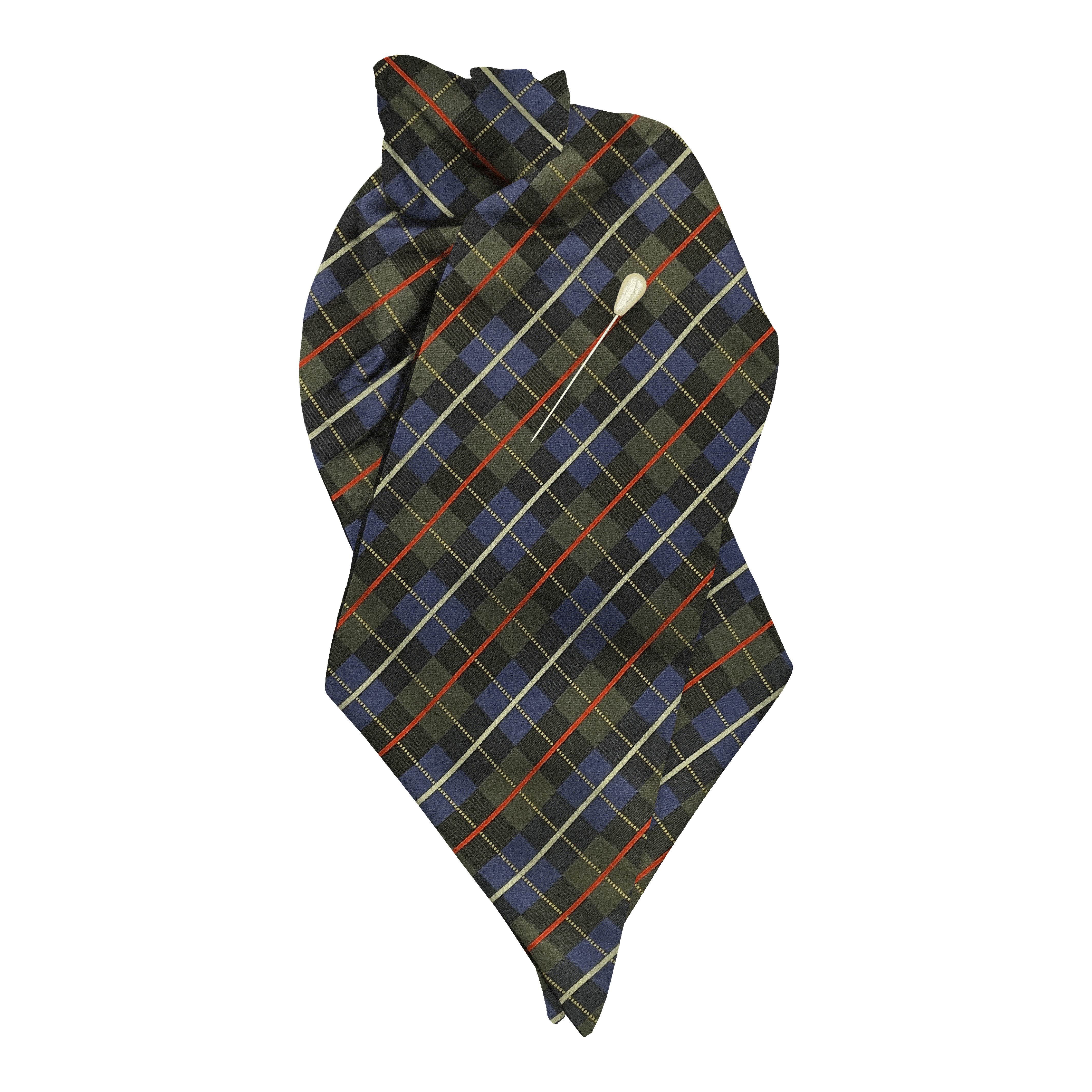 Plastron aus Seide, Stoff: geometrisch gemustert in grau und königsblau (7287)