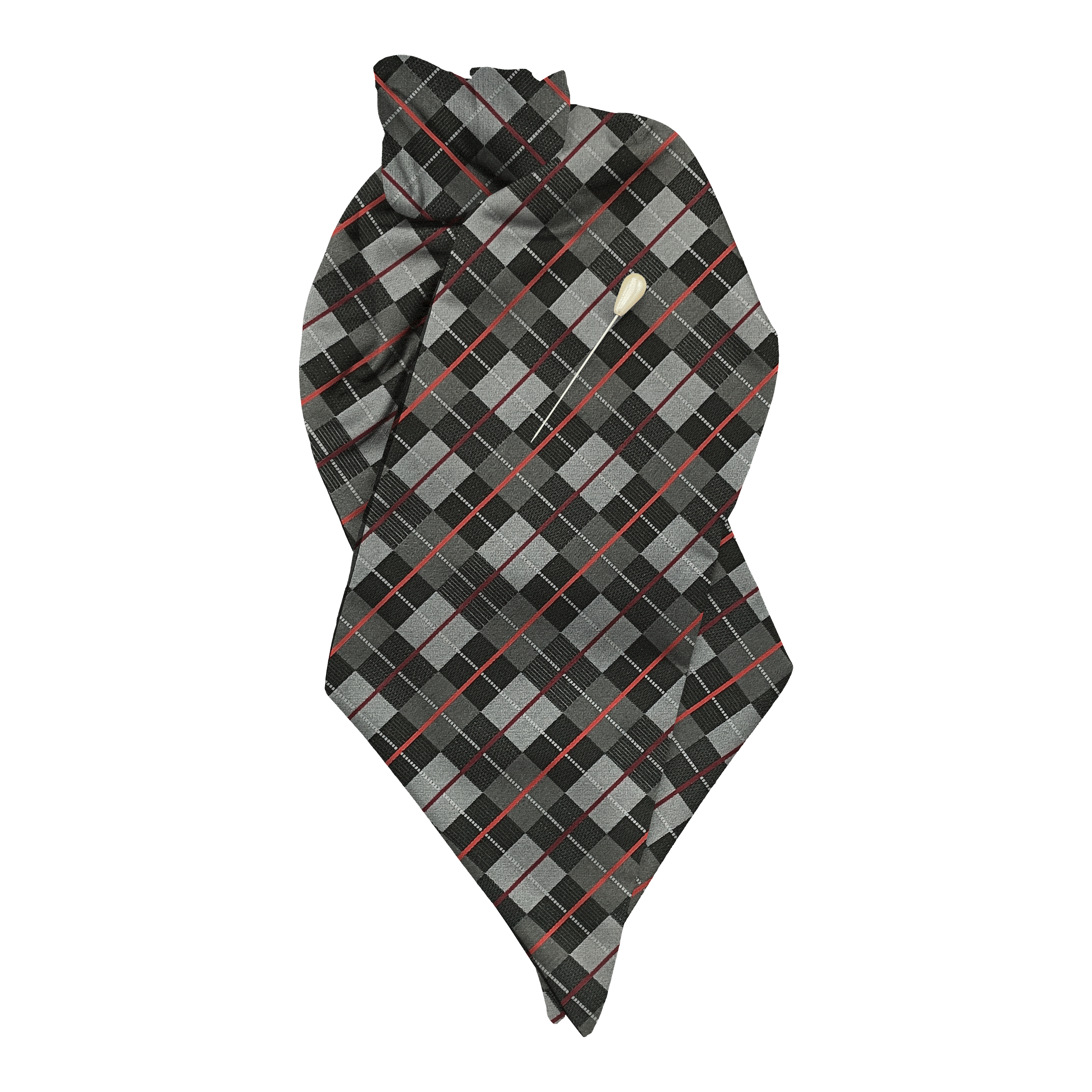 Plastron aus Seide, Stoff: geometrisch gemustert in grau und schwarz (7290)
