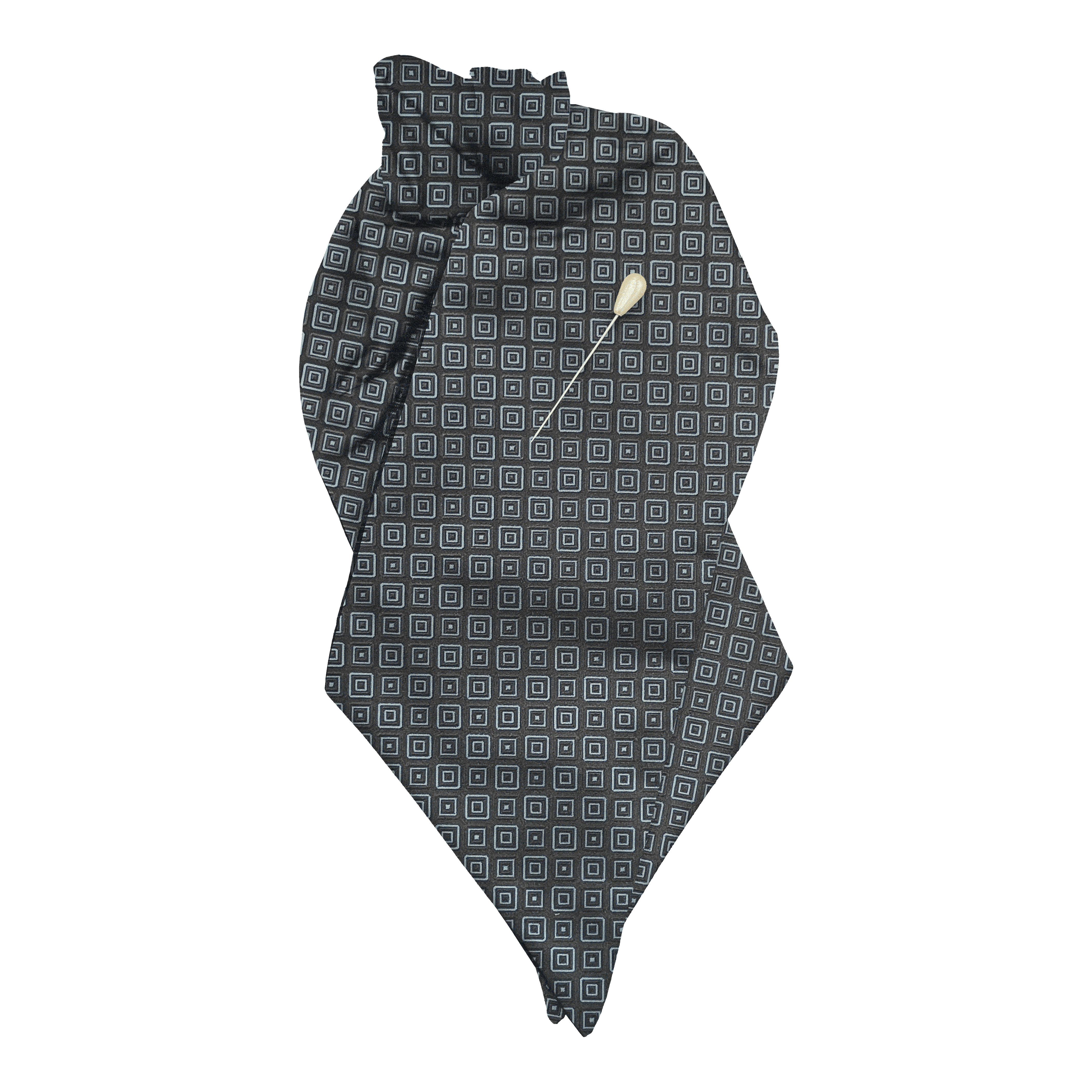 Plastron aus Seide, Stoff: geometrisch gemustert in königsblau und schwarz auf dunkelblau (7371)