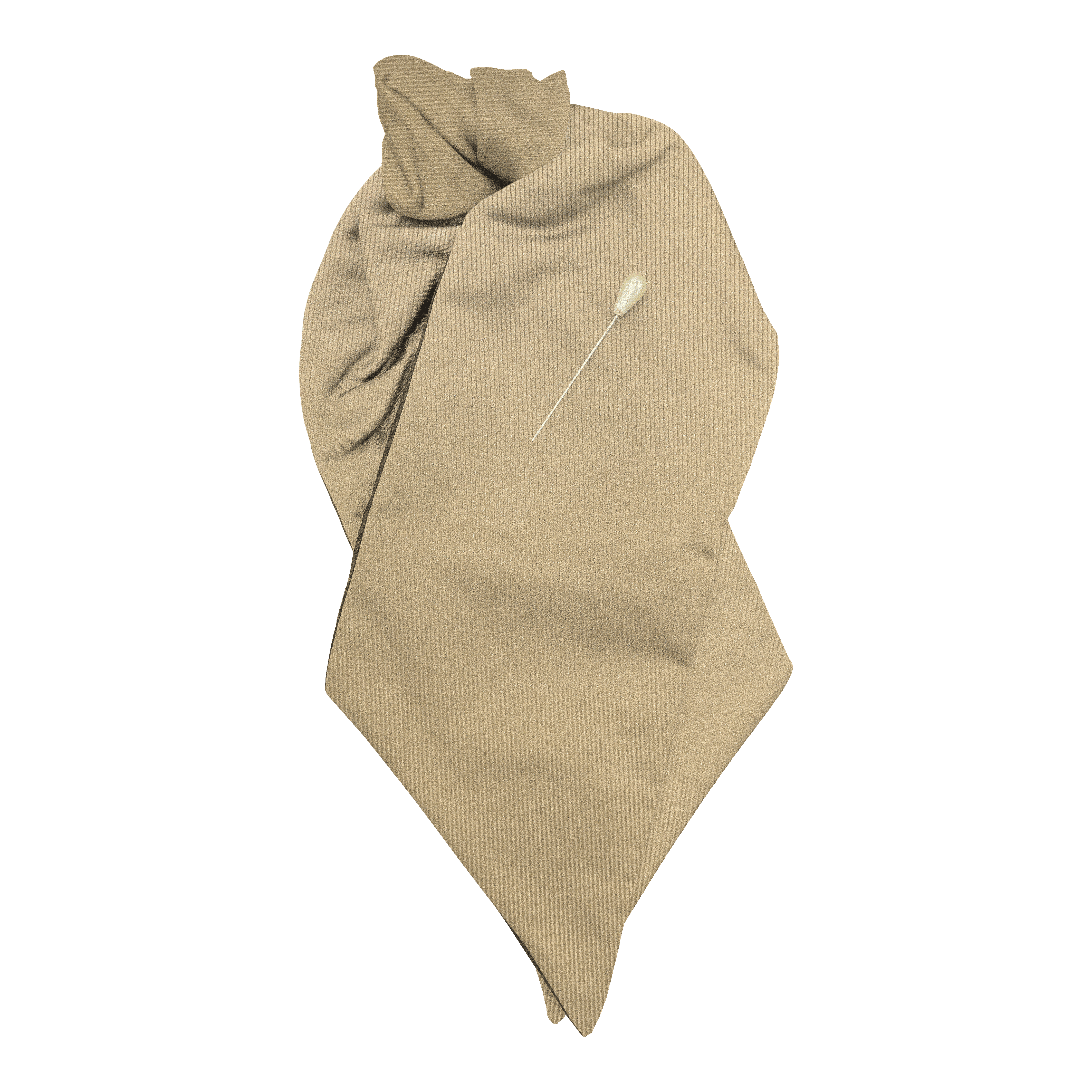 [PL-N-09-0921] Plastron aus Seide, Stoff: gerippt in beige (0921) (mit Nadel)