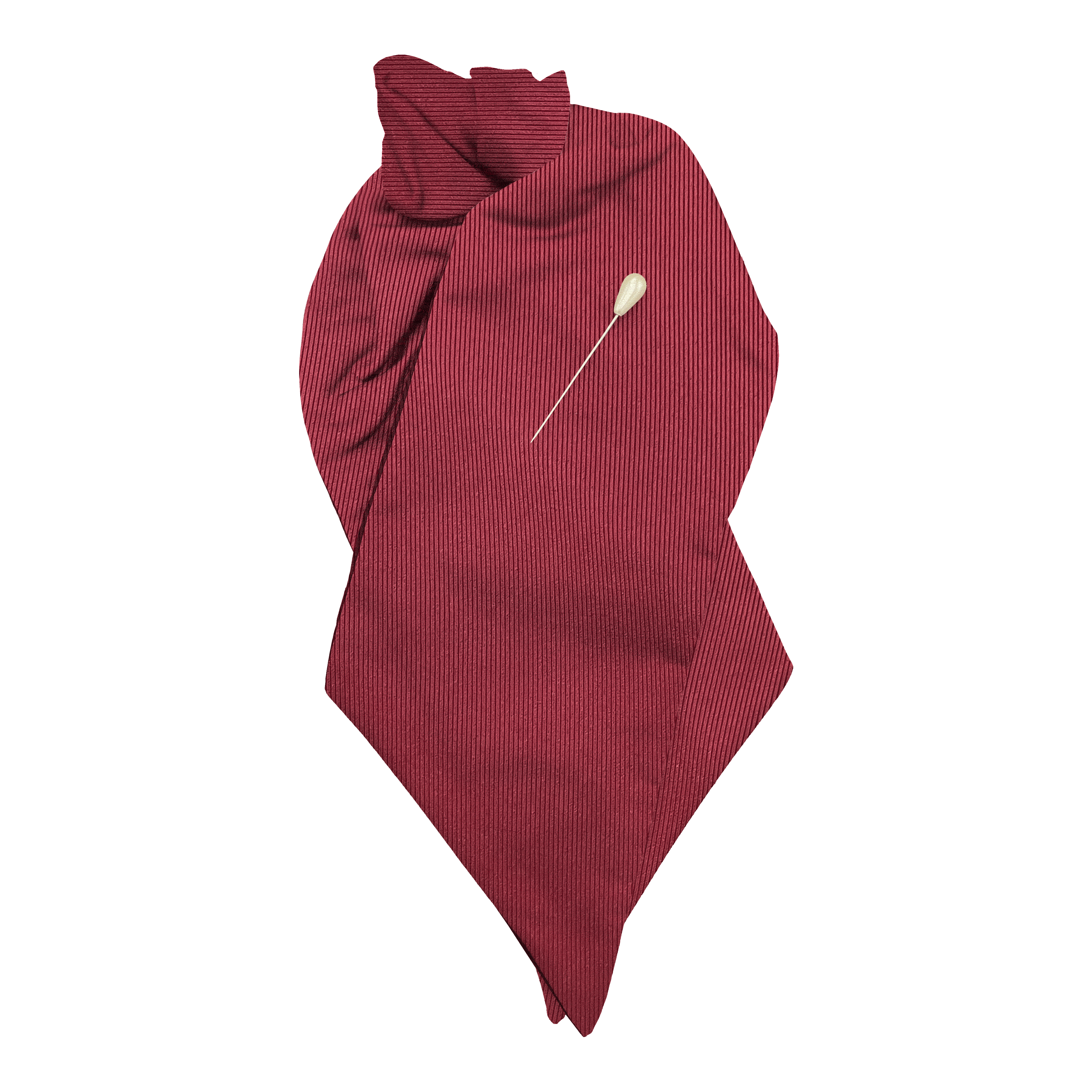 [PL-N-09-0947] Plastron aus Seide, Stoff: gerippt in bordeauxrot-schwarz (0947) (mit Nadel)