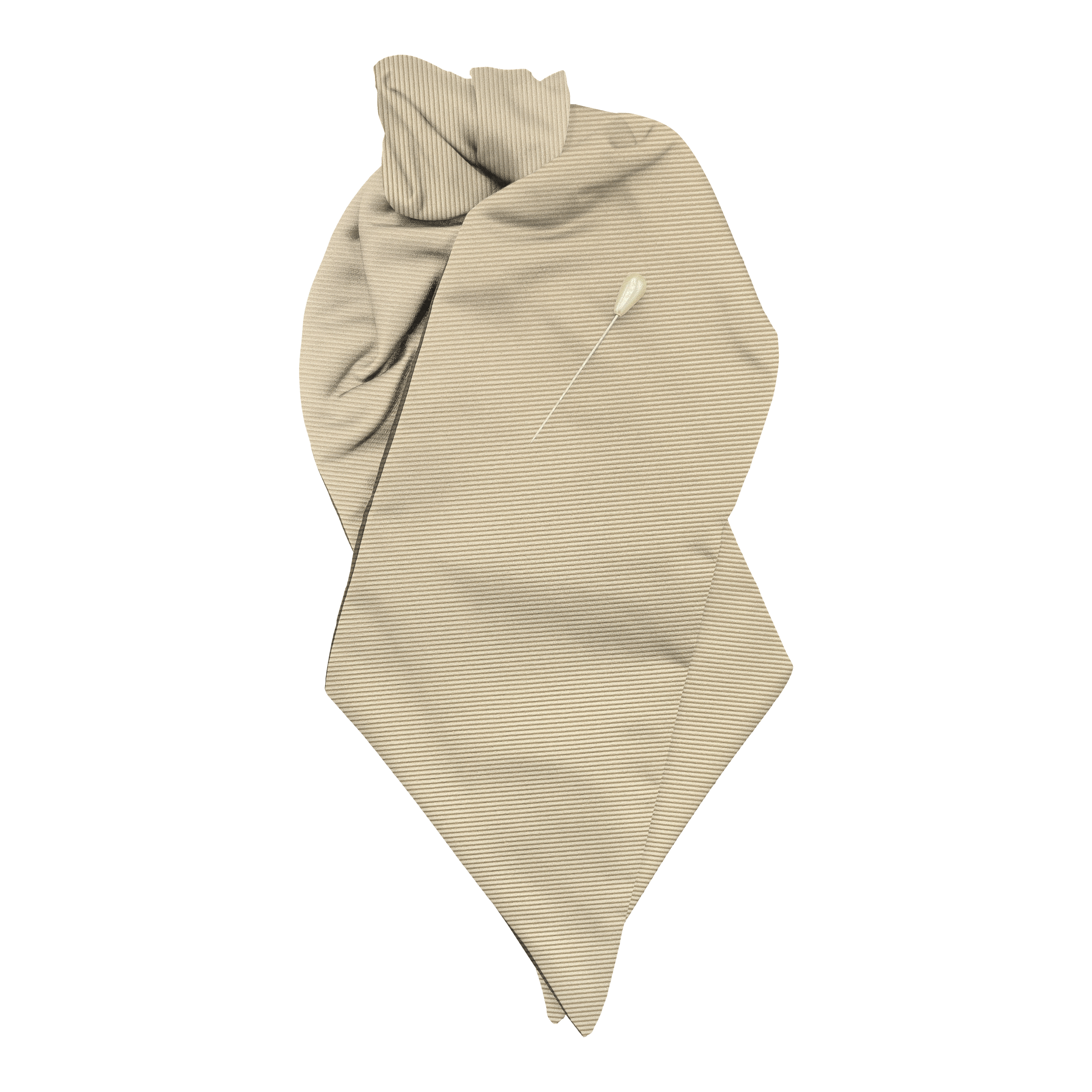 [PL-N-09-0915] Plastron aus Seide, Stoff: gerippt in crème (0915) (mit Nadel)
