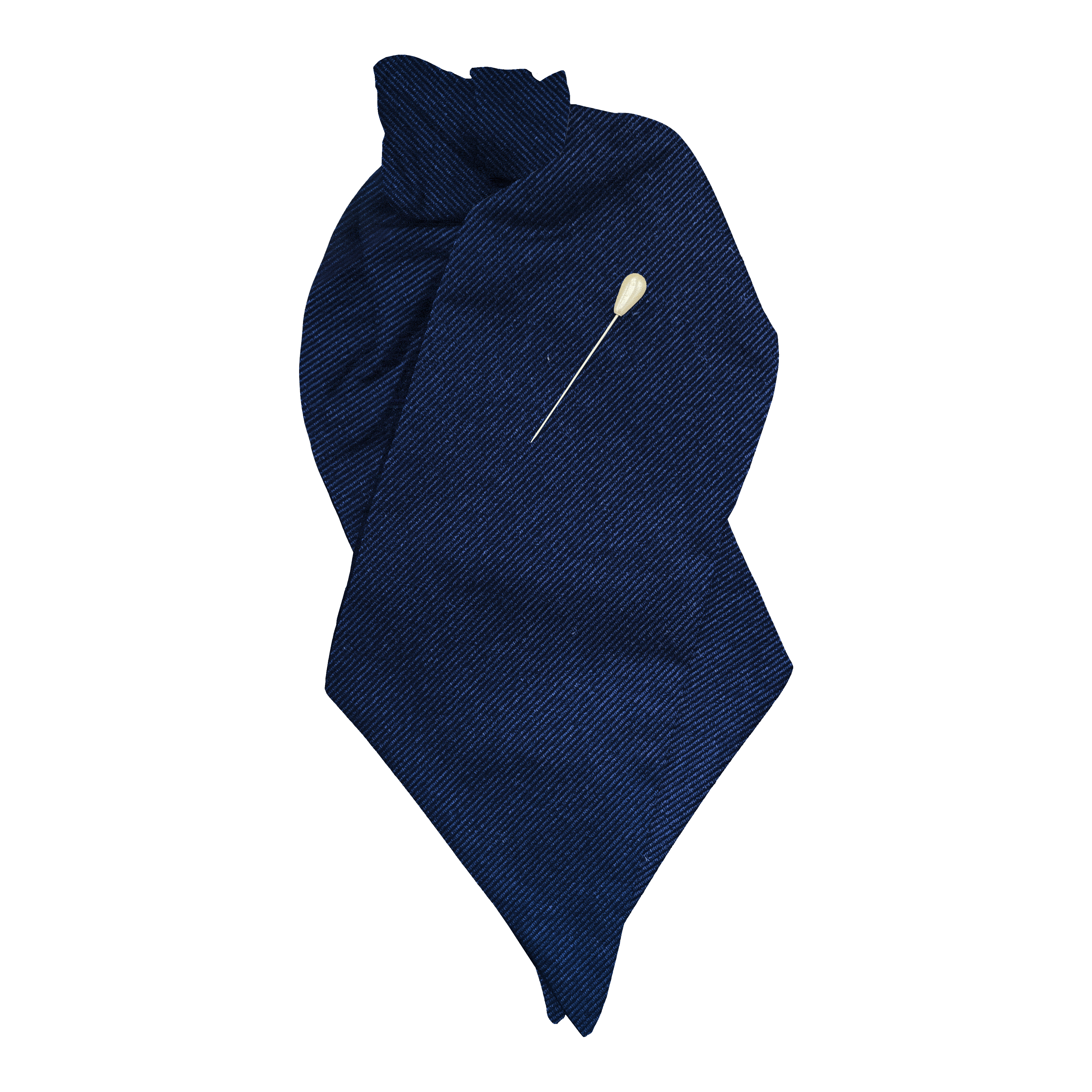 [PL-N-09-0937] Plastron aus Seide, Stoff: gerippt in dunkelblau (0937) (mit Nadel)
