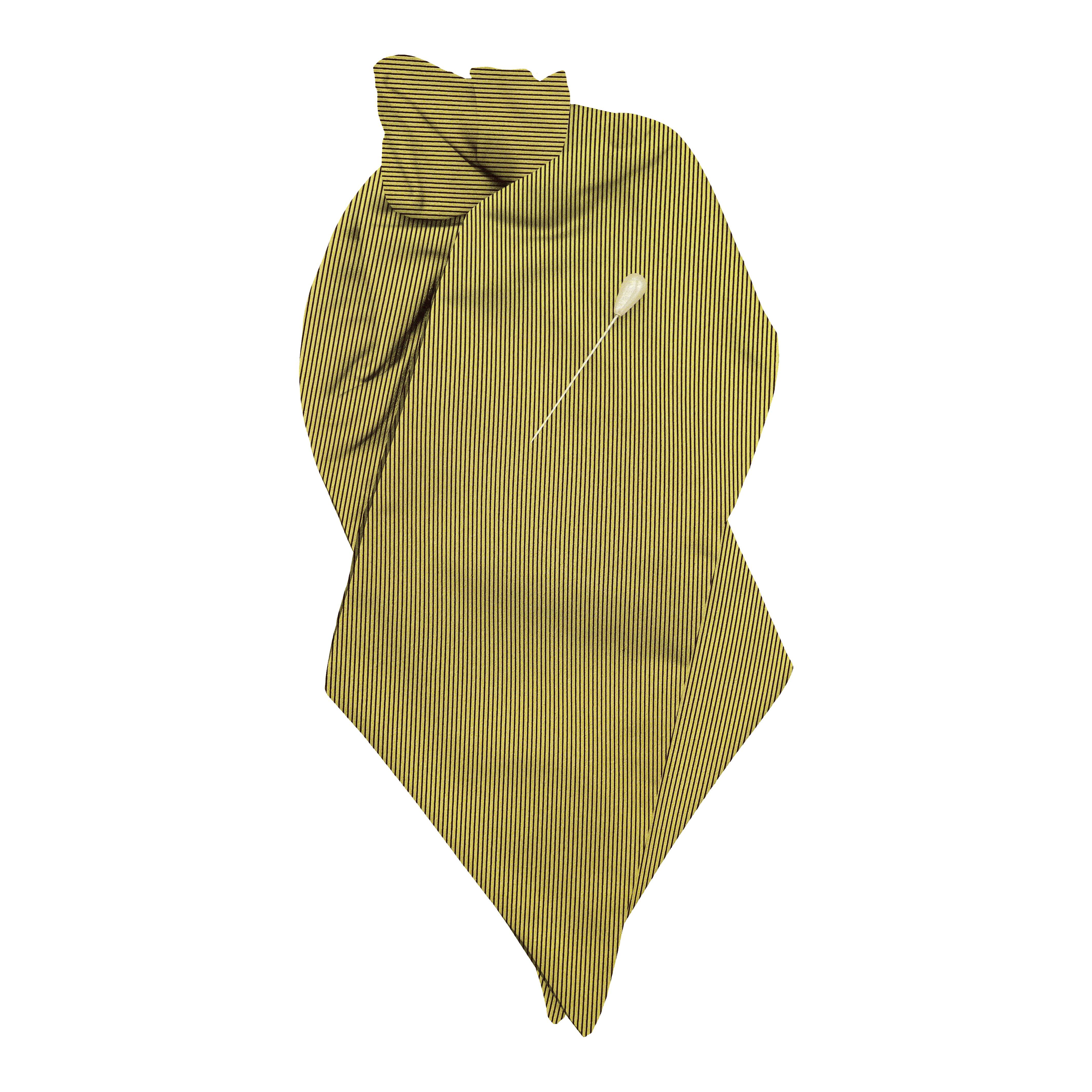[PL-N-09-0923] Plastron aus Seide, Stoff: gerippt in gelb-schwarz (0923) (mit Nadel)