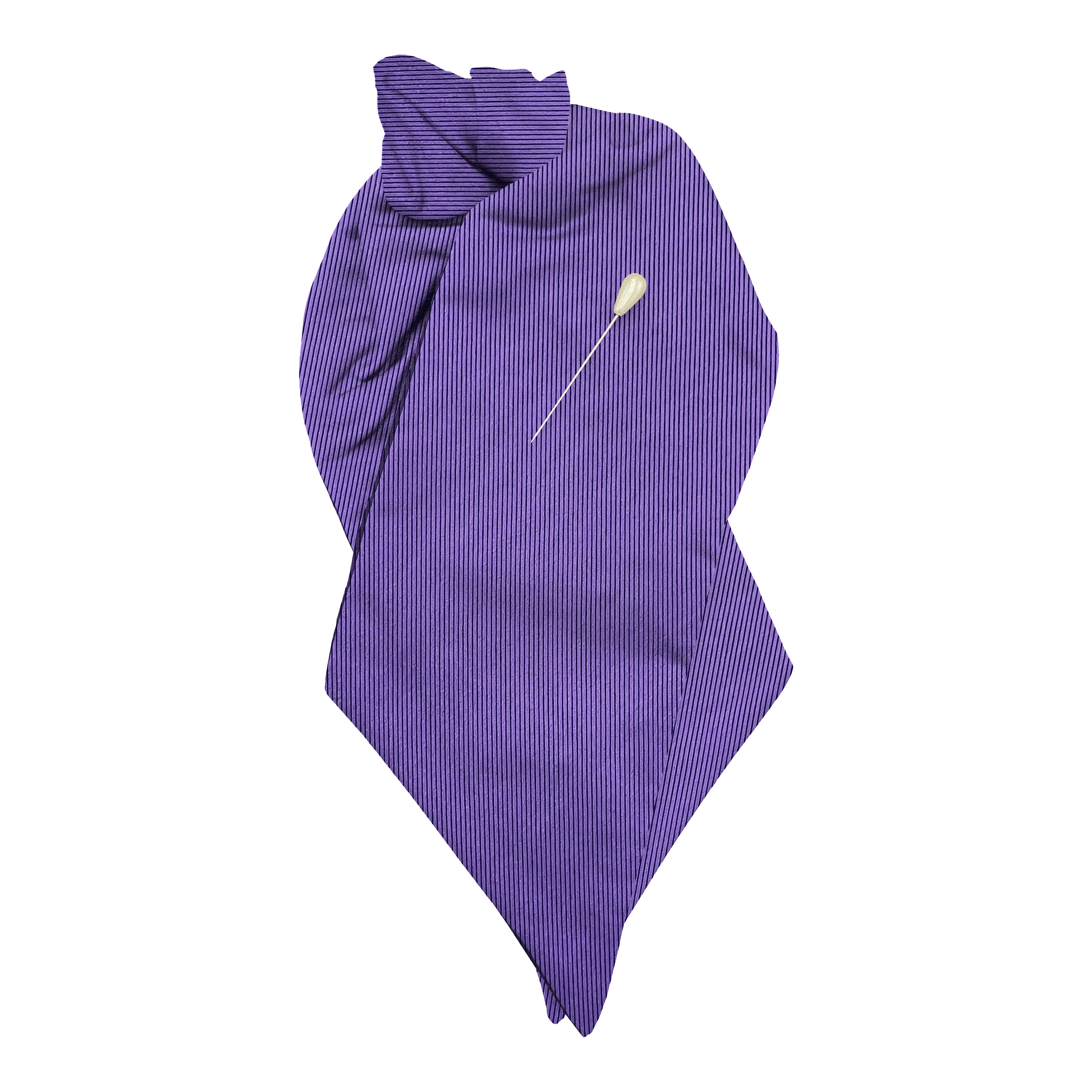 [PL-N-09-0975] Plastron aus Seide, Stoff: gerippt in lila-schwarz (0975) (mit Nadel)