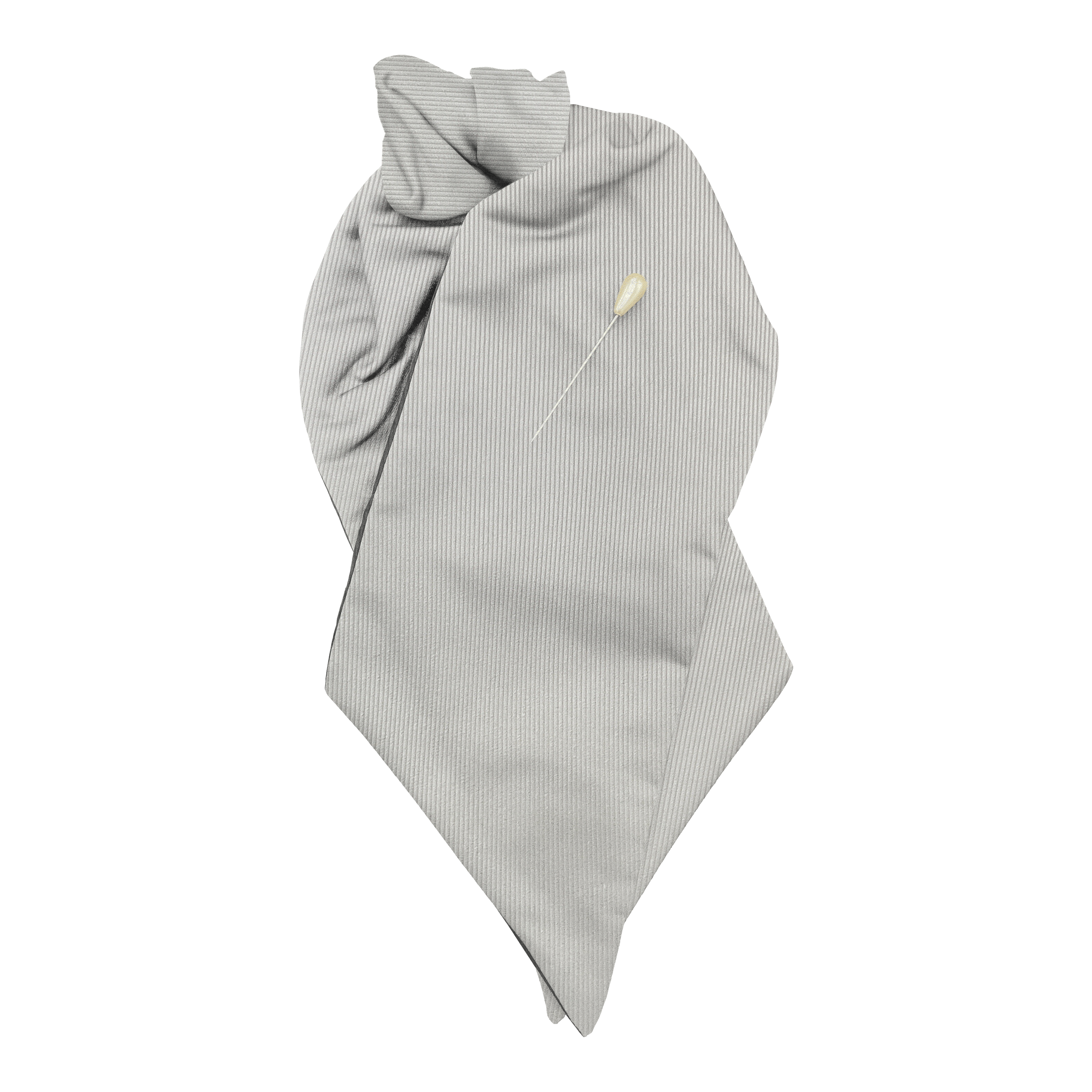 [PL-N-09-0910] Plastron aus Seide, Stoff: gerippt in naturweiß (0910) (mit Nadel)