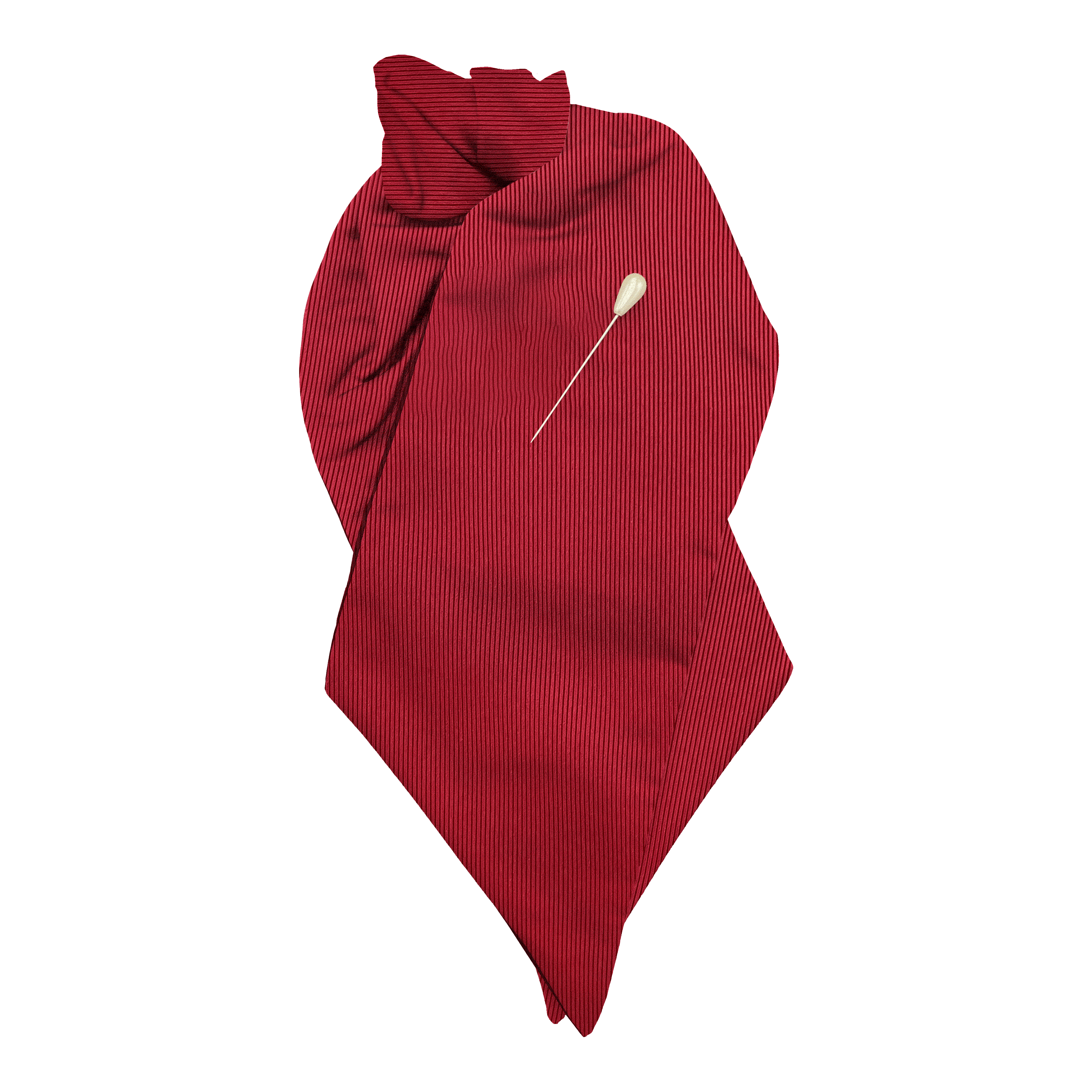 Plastron aus Seide, Stoff: gerippt in rot-schwarz (0944)