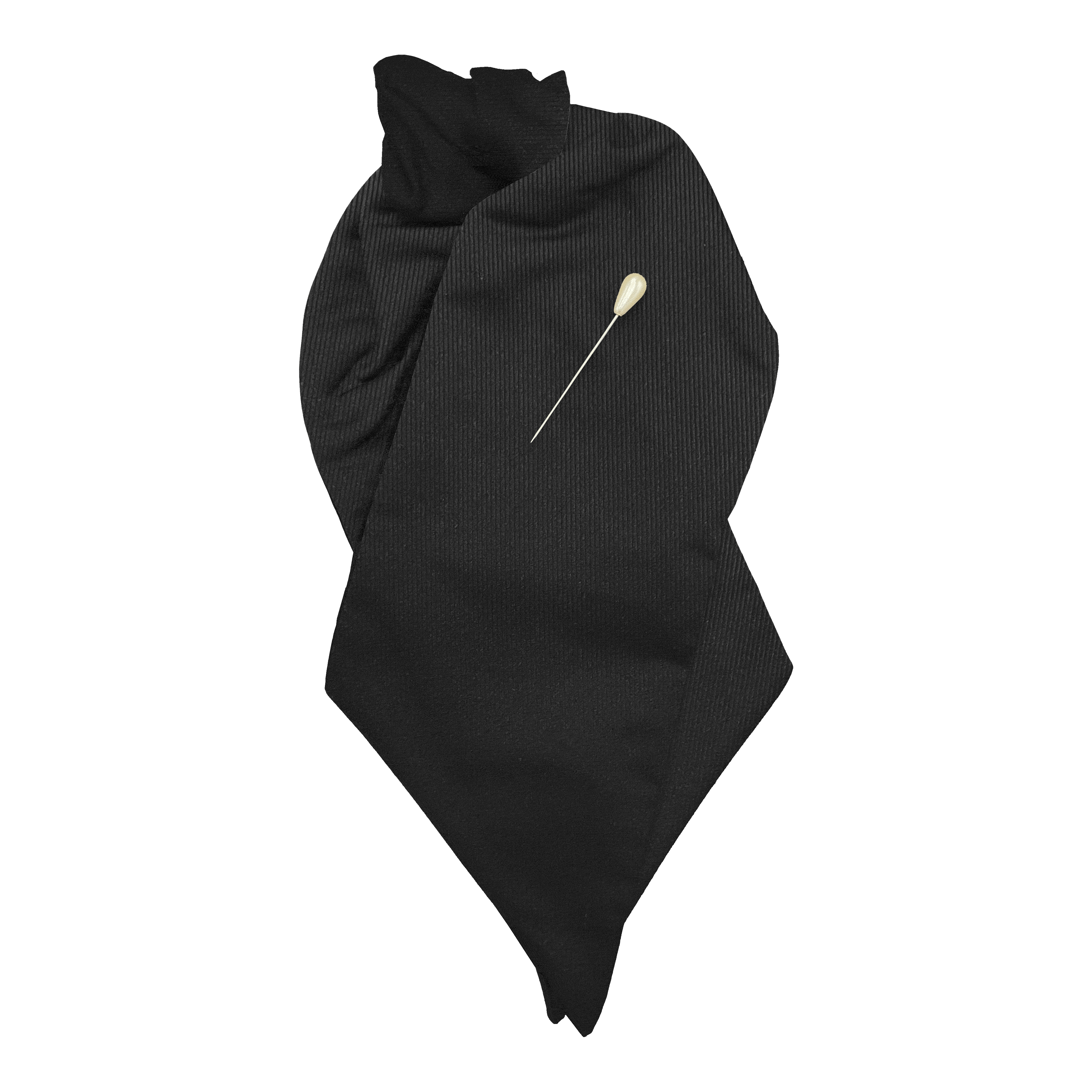 Plastron aus Seide, Stoff: gerippt in schwarz (0980)