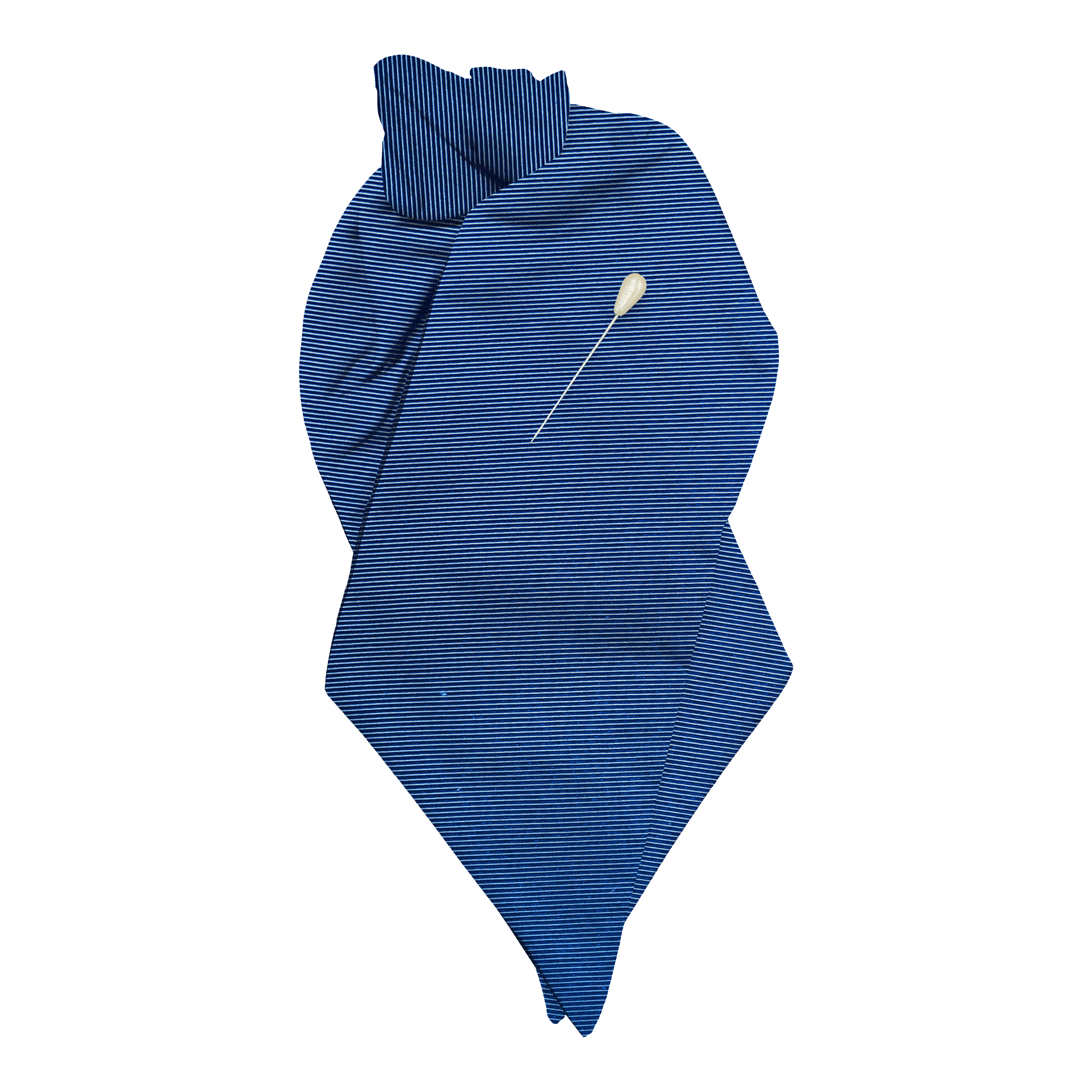 [PL-N-09-0935] Plastron aus Seide, Stoff: gerippt in schwarz-blau (0935) (mit Nadel)