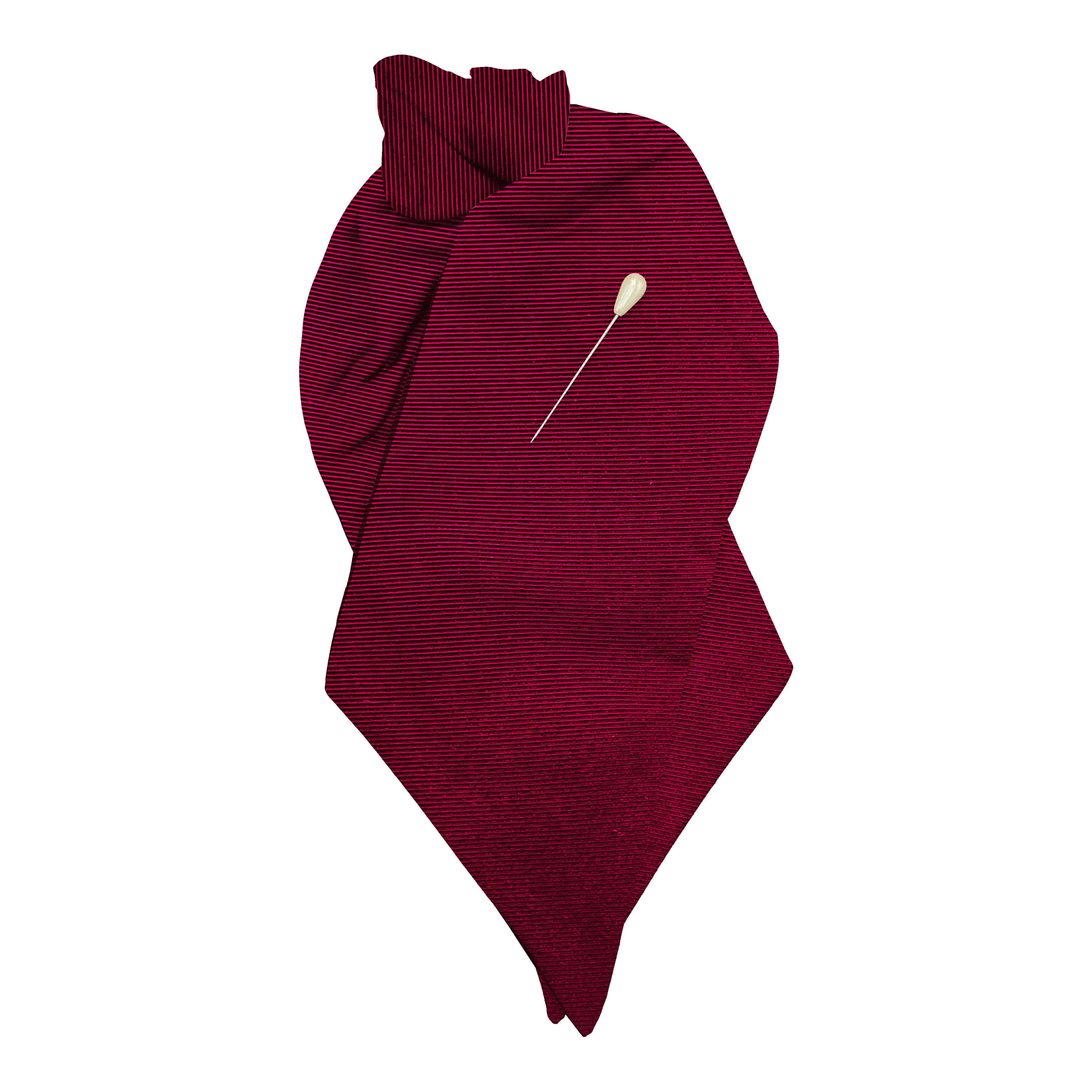 [PL-N-09-0949] Plastron aus Seide, Stoff: gerippt in schwarz-bordeauxrot (0949) (mit Nadel)