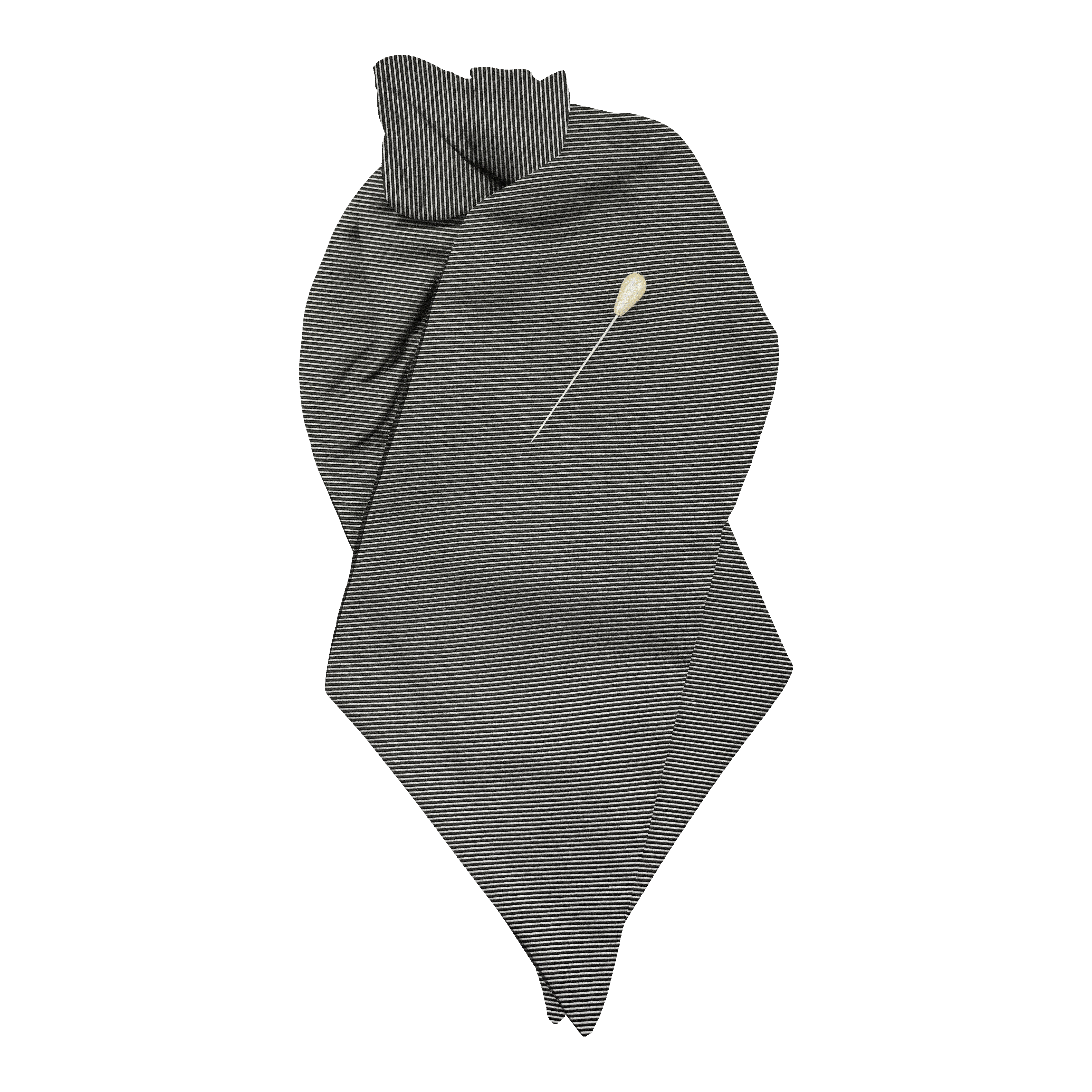 [PL-N-09-0959] Plastron aus Seide, Stoff: gerippt in schwarz-hellgrau (0959) (mit Nadel)