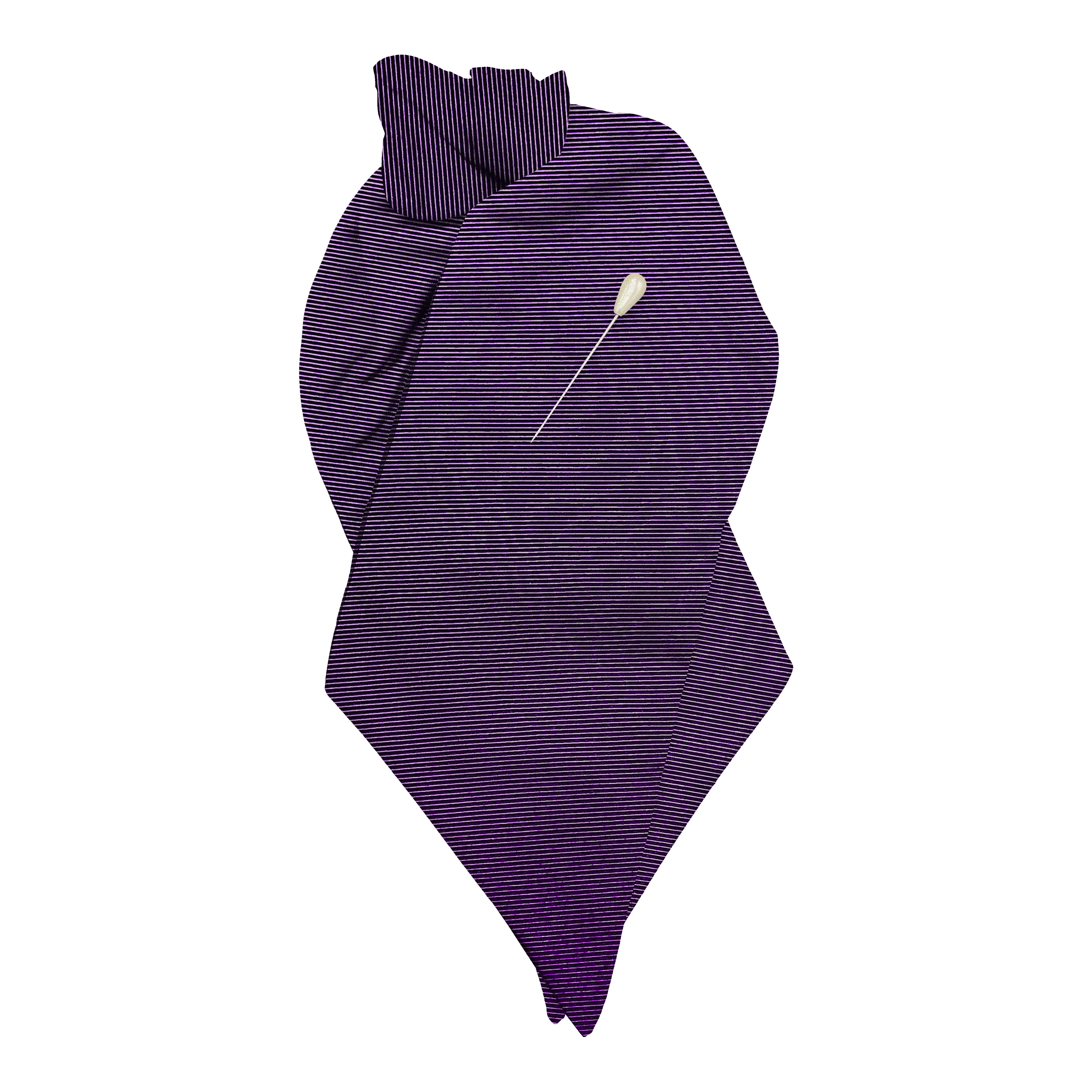 [PL-N-09-0977] Plastron aus Seide, Stoff: gerippt in schwarz-lila (0977) (mit Nadel)