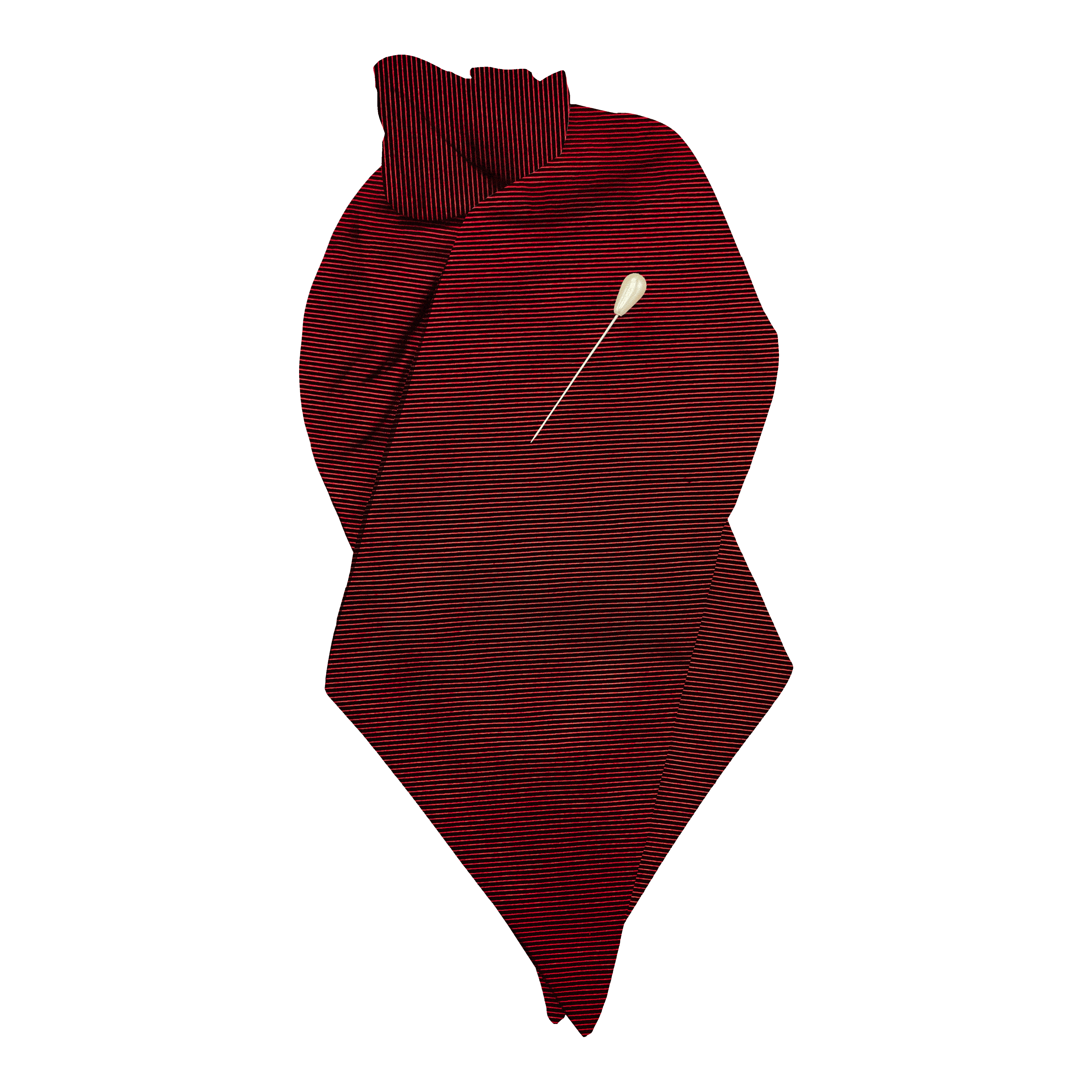 [PL-N-09-0945] Plastron aus Seide, Stoff: gerippt in schwarz-rot (0945) (mit Nadel)