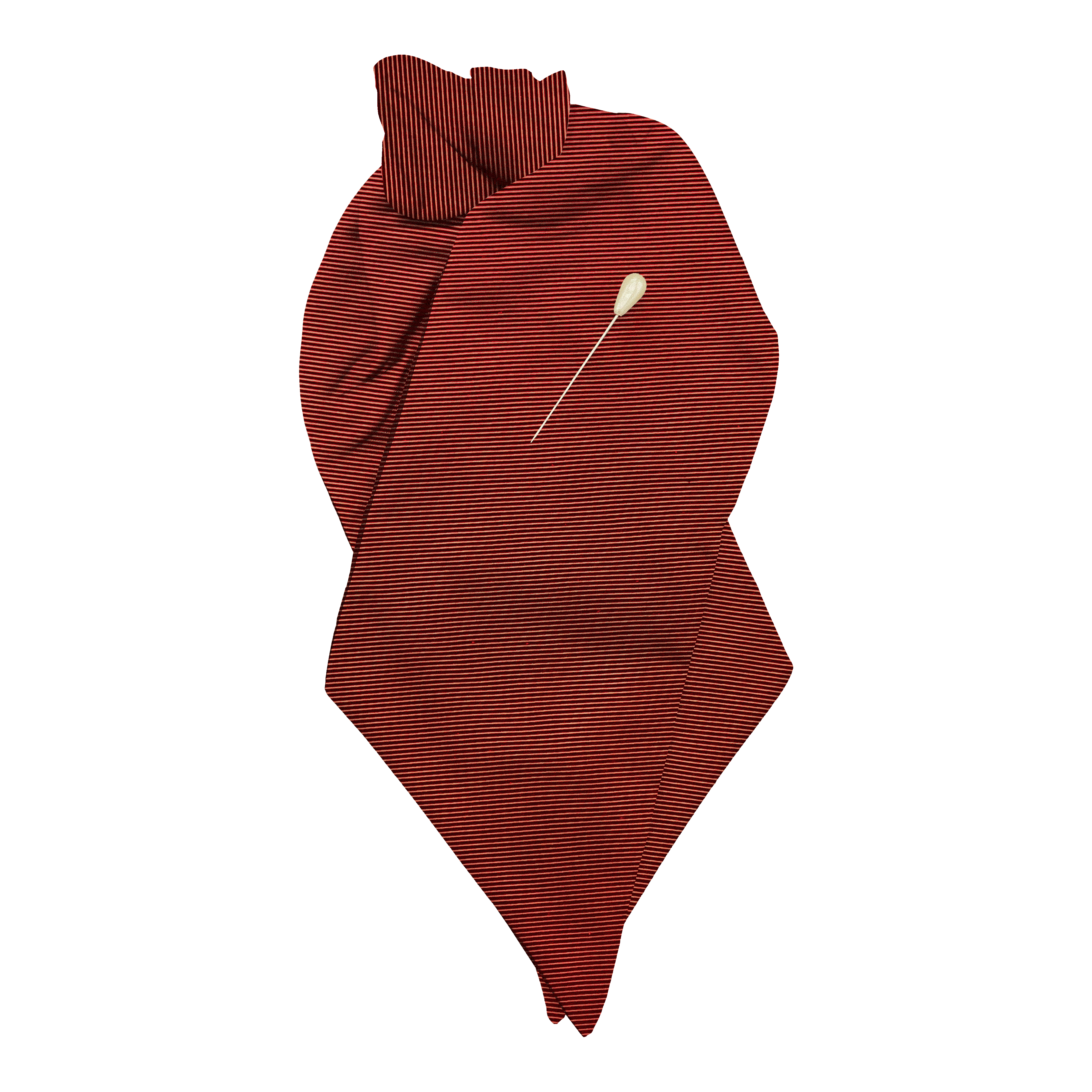 [PL-N-09-0927] Plastron aus Seide, Stoff: gerippt in schwarz-terracotta (0927) (mit Nadel)