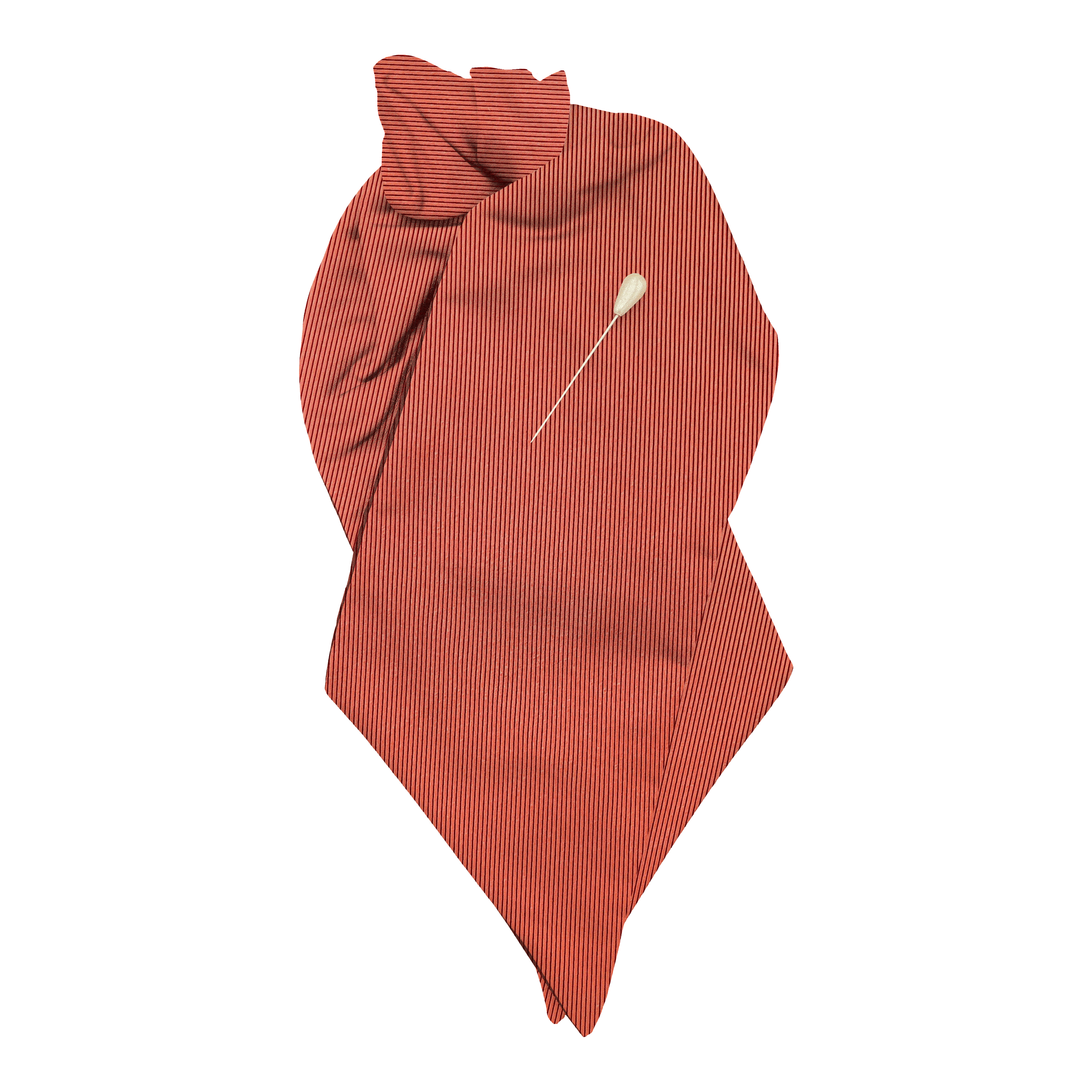 [PL-N-09-0926] Plastron aus Seide, Stoff: gerippt in terracotta-schwarz (0926) (mit Nadel)