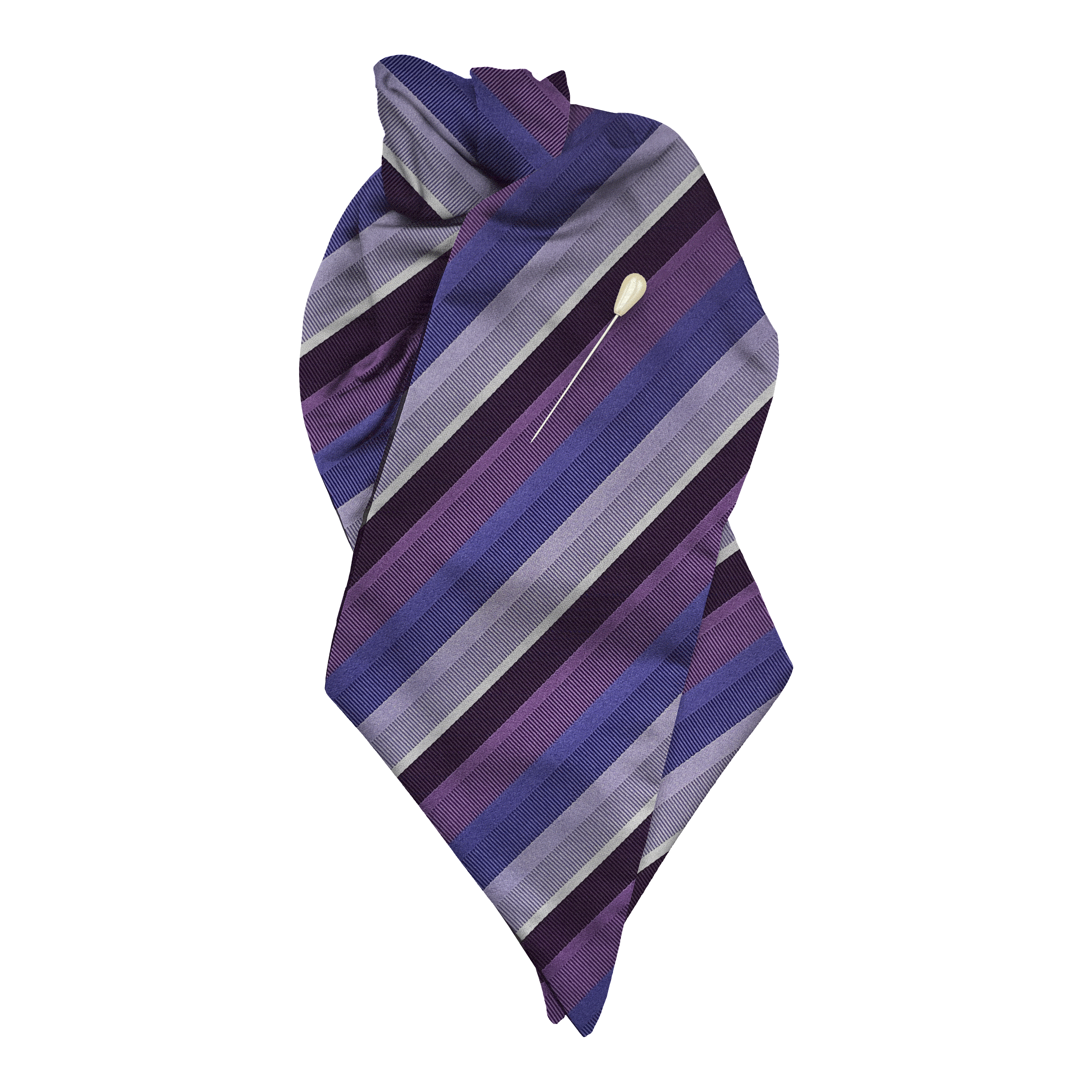 [PL-N-70-7999] Plastron aus Seide, Stoff: gestreift in Lilastufen (7999) (mit Nadel)