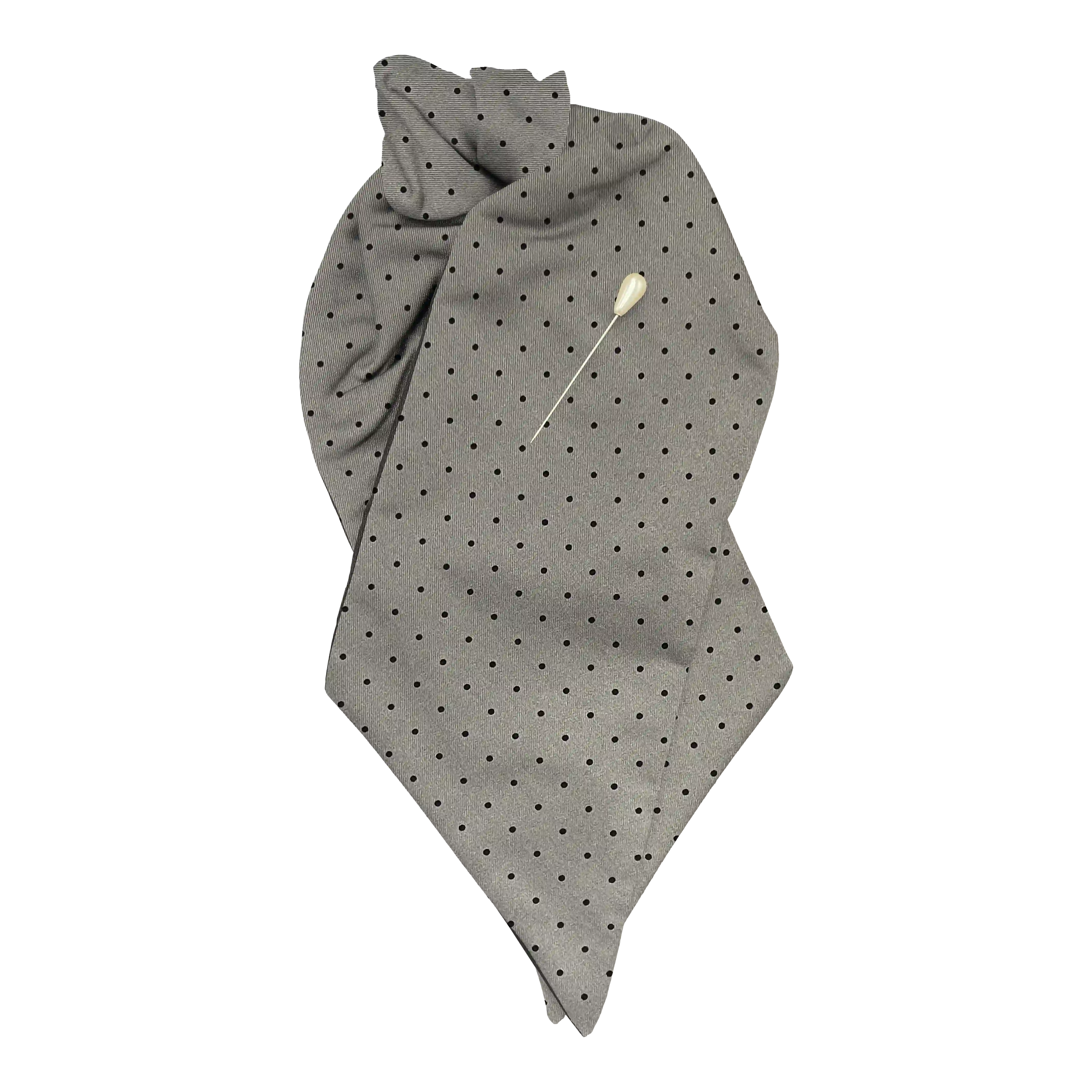 Plastron aus Seide, Stoff: grau mit schwarzen Punkten (6079)
