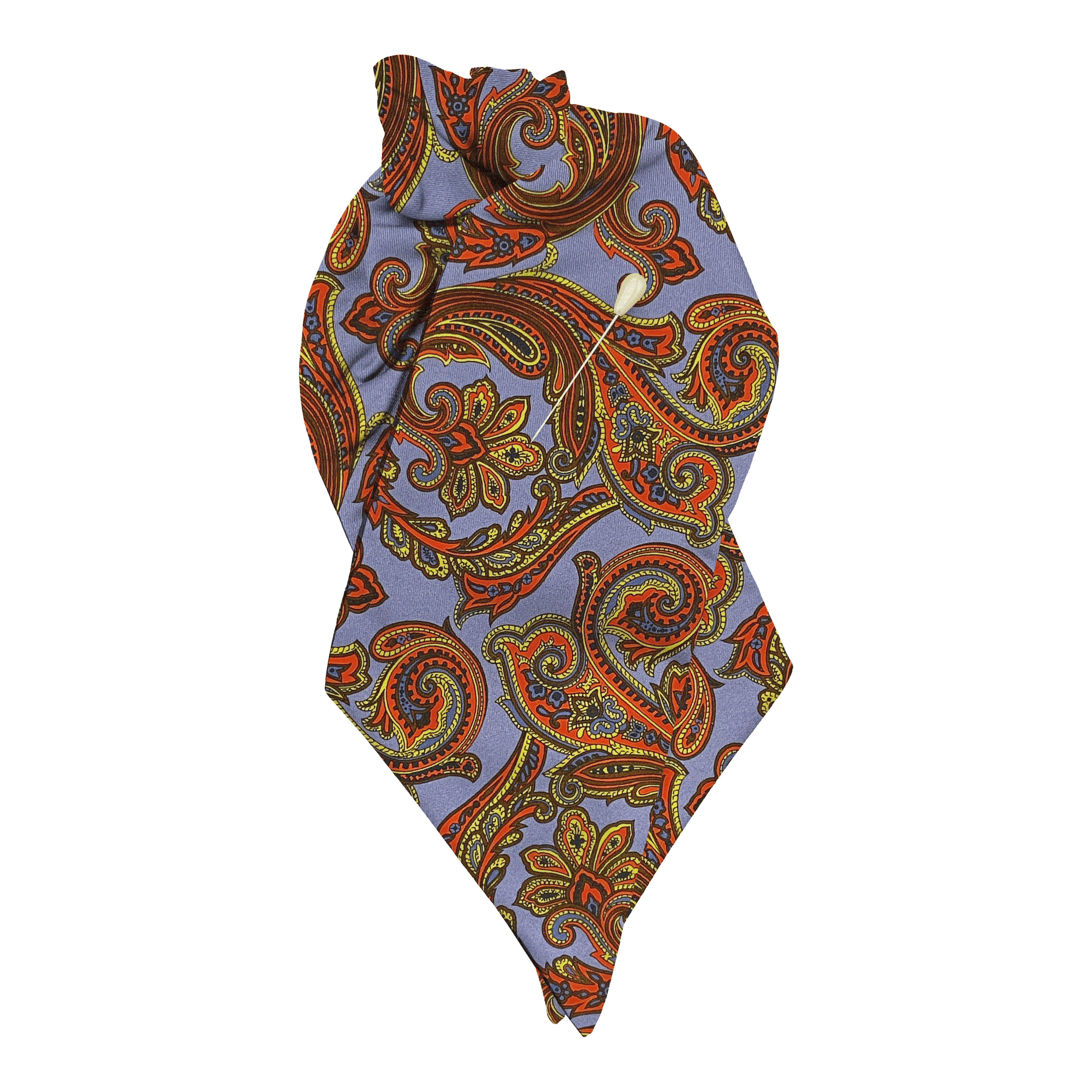 Plastron aus Seide, Stoff: großes mehrfarbiges Paisley auf blau (6754)