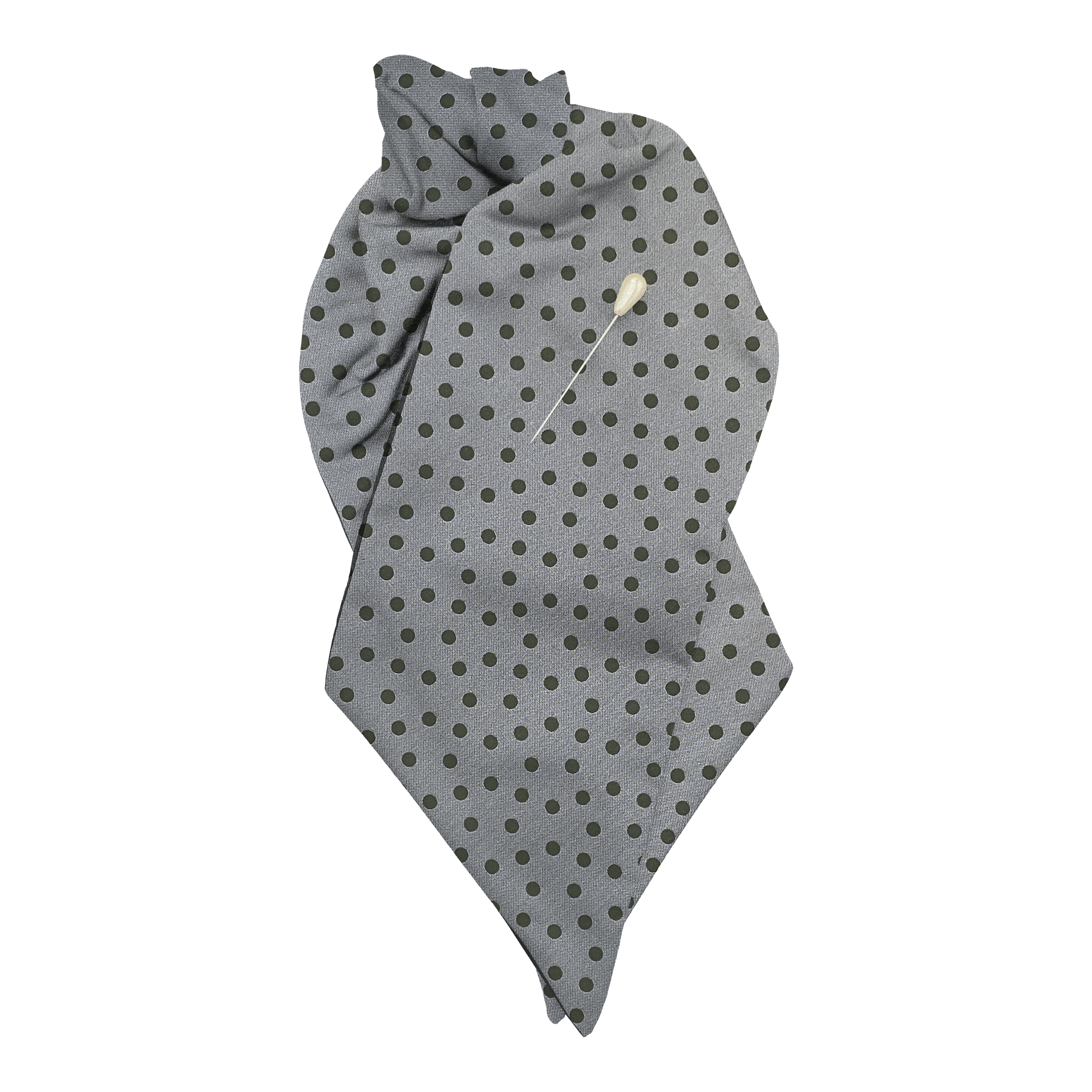 [PL-N-70-7167b] Plastron aus Seide, Stoff: grün wirr gepunktet auf blau (7167b) (mit Nadel)
