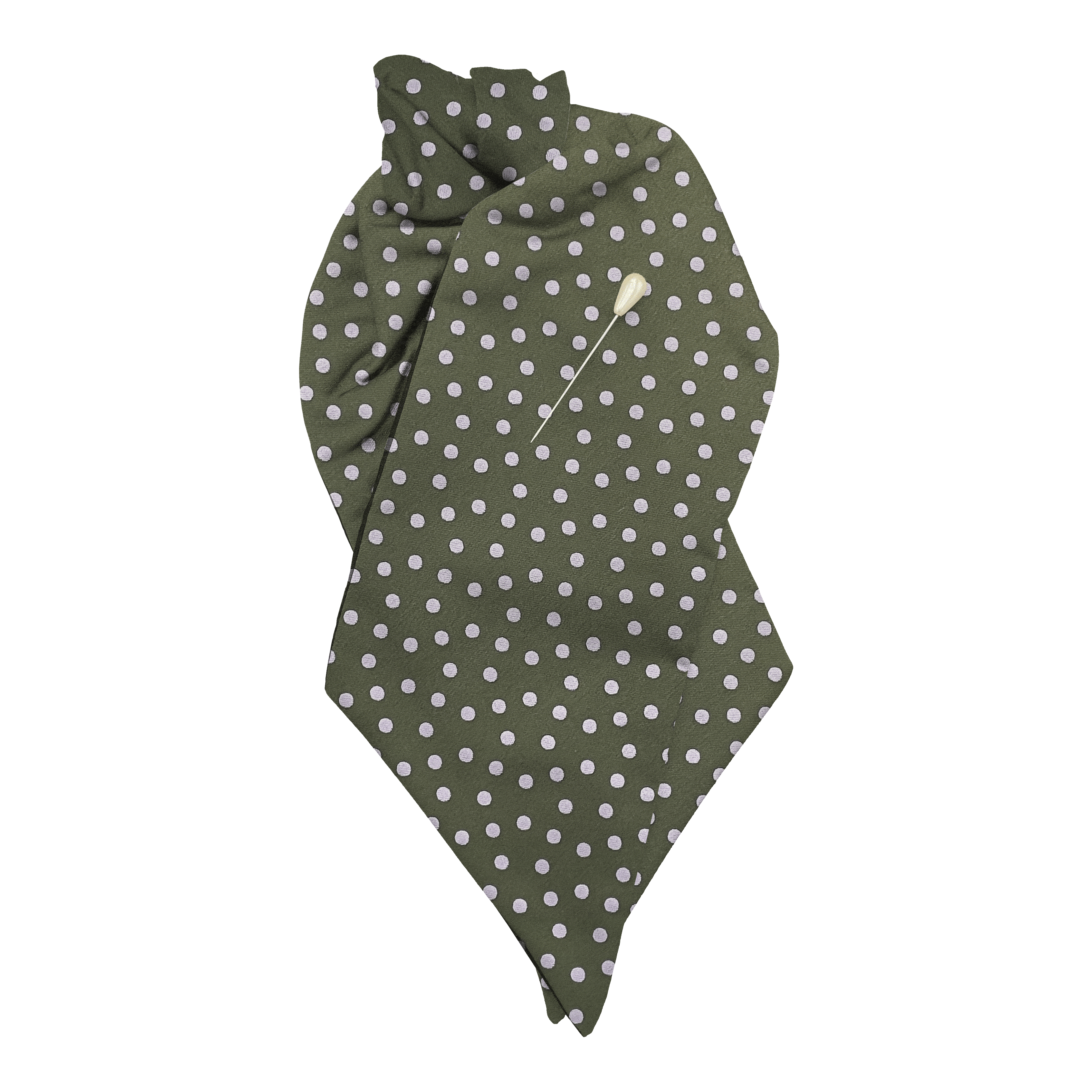 Plastron aus Seide, Stoff: himmelblau wirr gepunktet auf grün (7167)