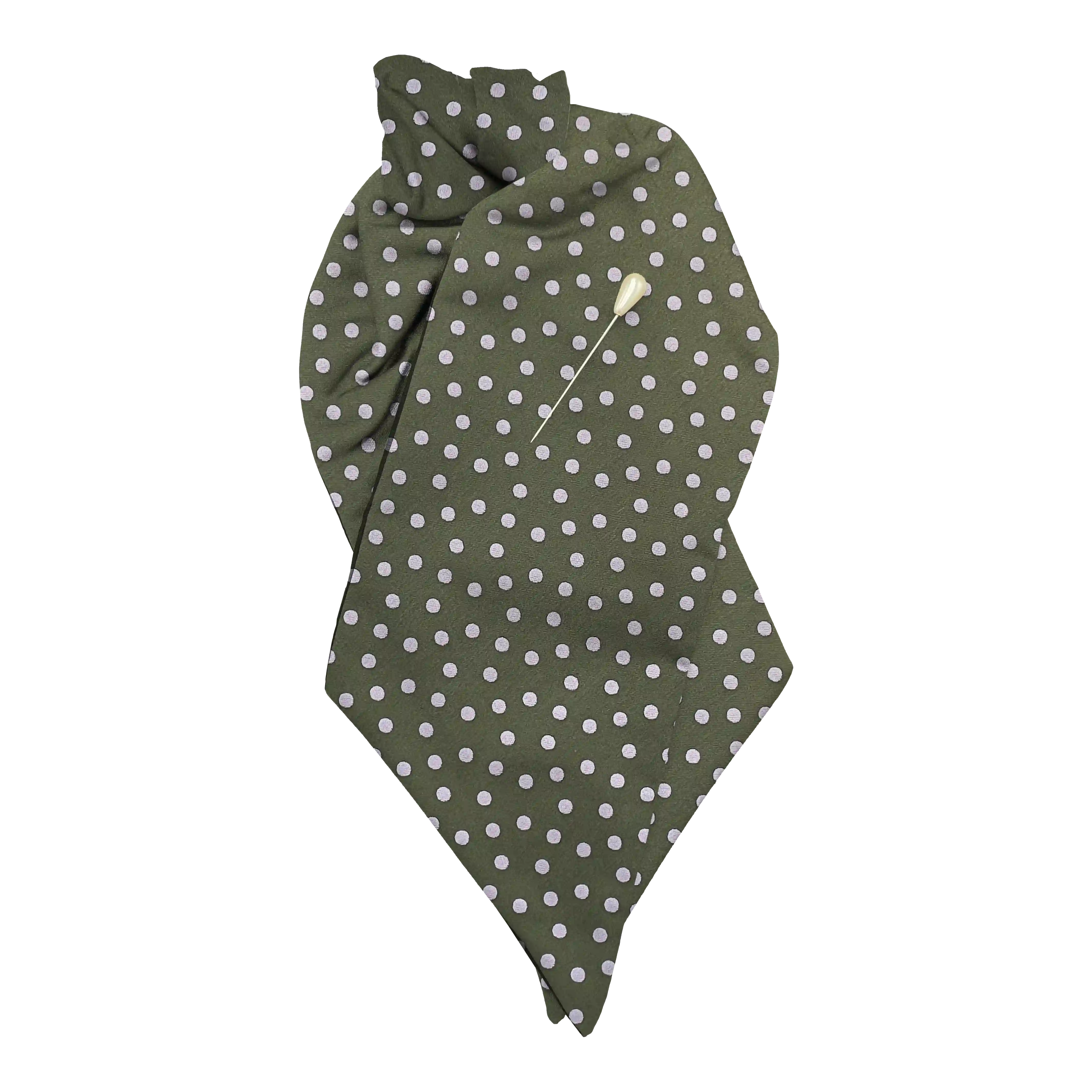 Plastron aus Seide, Stoff: himmelblau wirr gepunktet auf grün (7167)