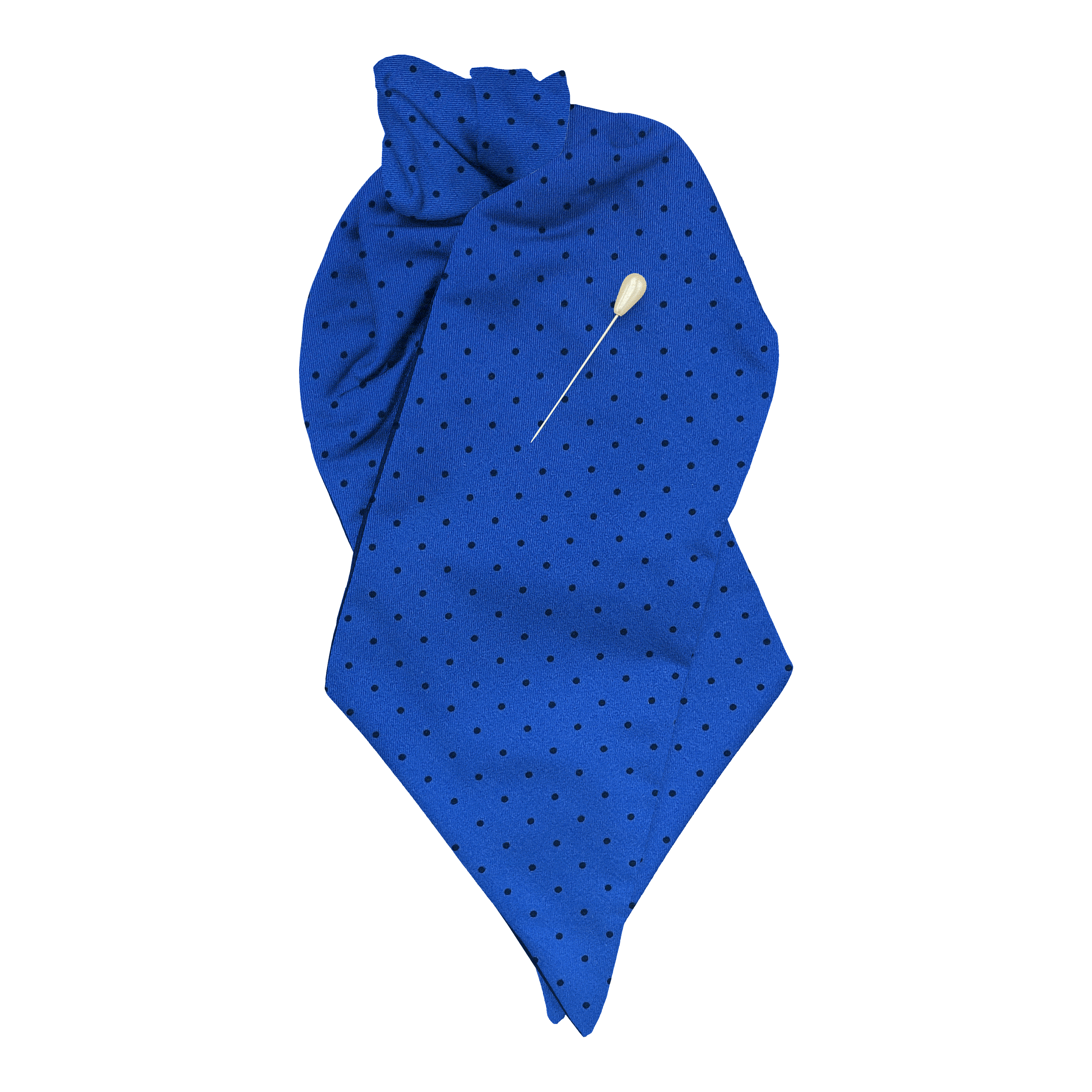 Plastron aus Seide, Stoff: königsblau mit schwarzen Punkten (6064)