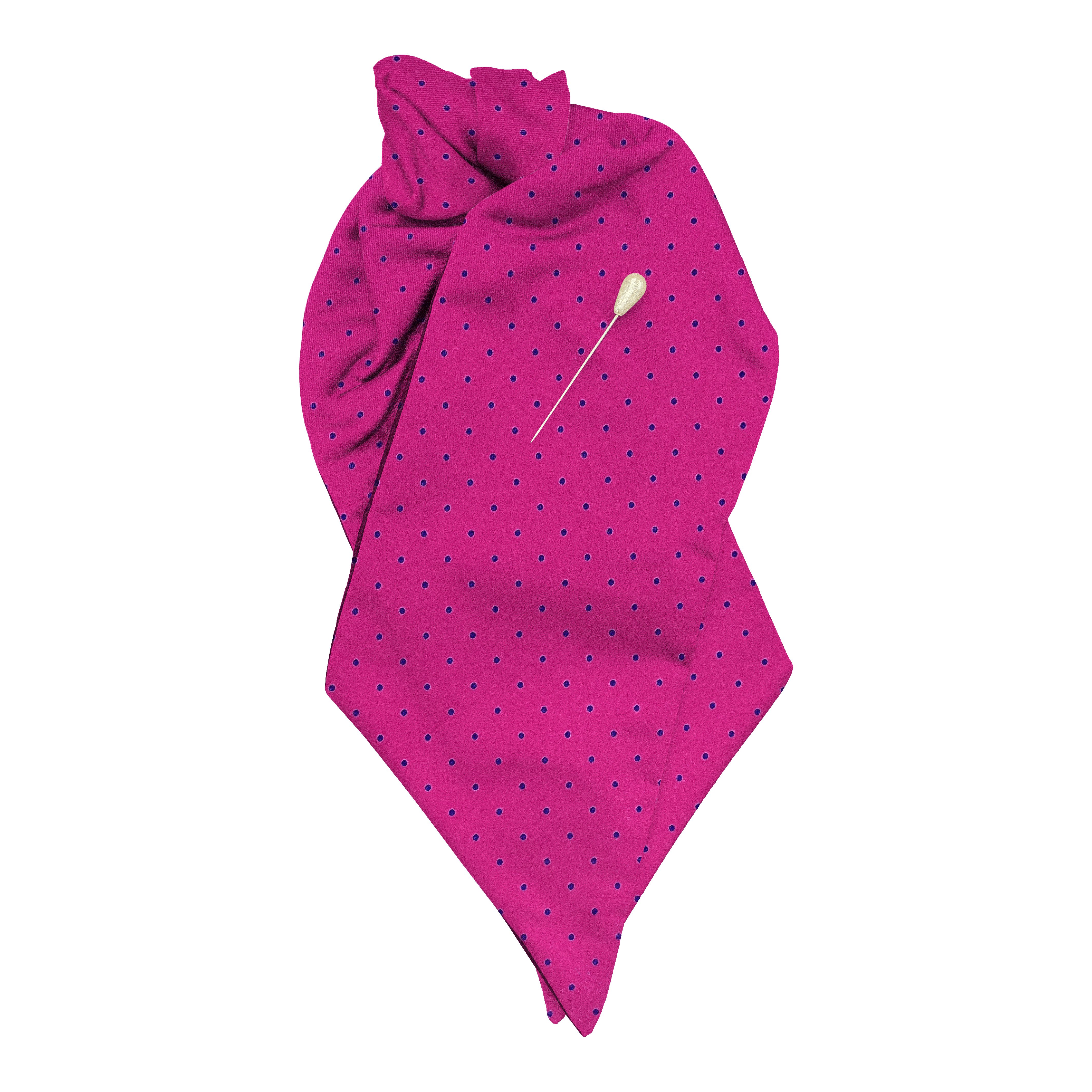 [PL-N-60-6063] Plastron aus Seide, Stoff: magenta mit blauen Punkten (6063) (mit Nadel)