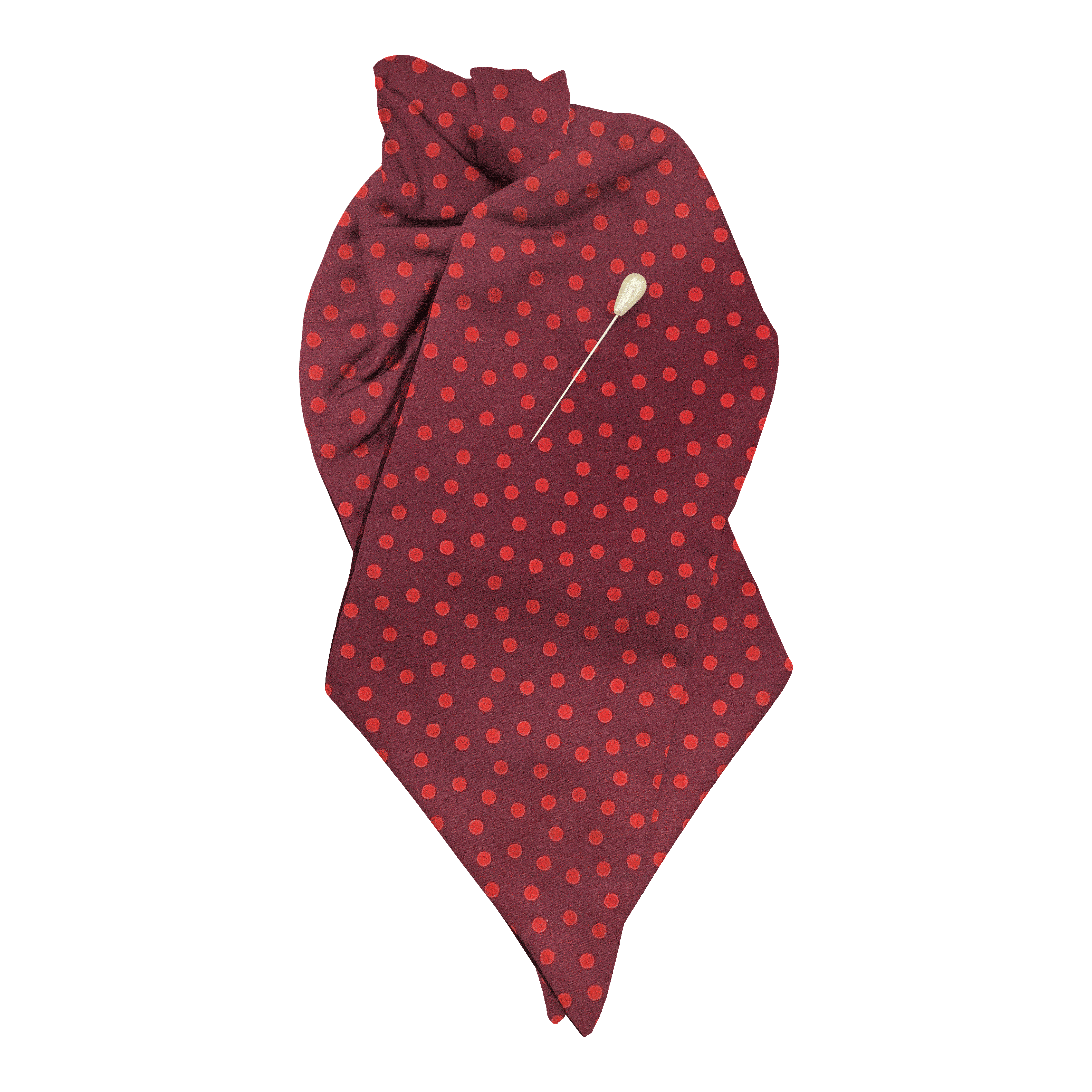 [PL-N-70-7165b] Plastron aus Seide, Stoff: rot wirr gepunktet auf violett (7165b) (mit Nadel)