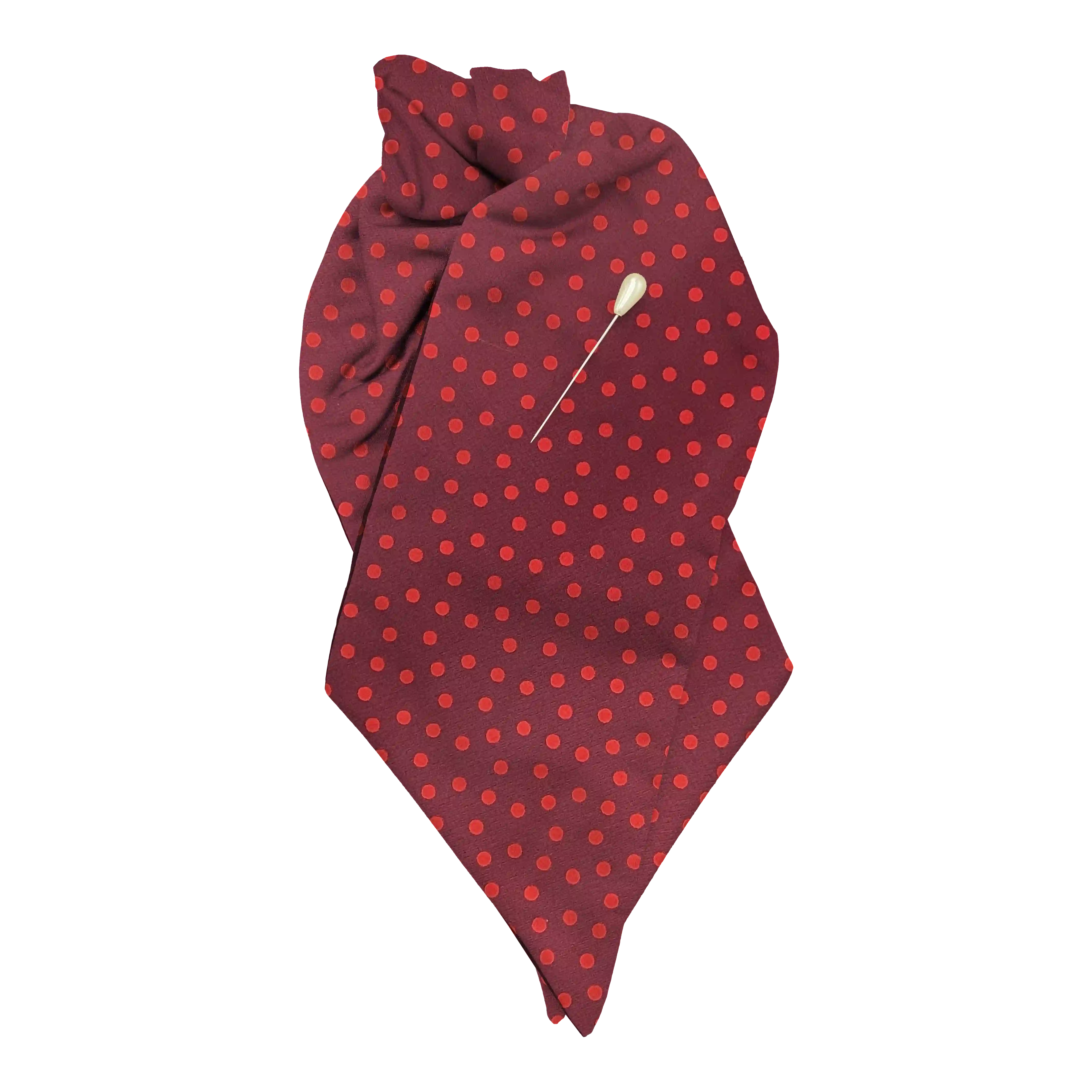 [PL-N-70-7165b] Plastron aus Seide, Stoff: rot wirr gepunktet auf violett (7165b) (mit Nadel)