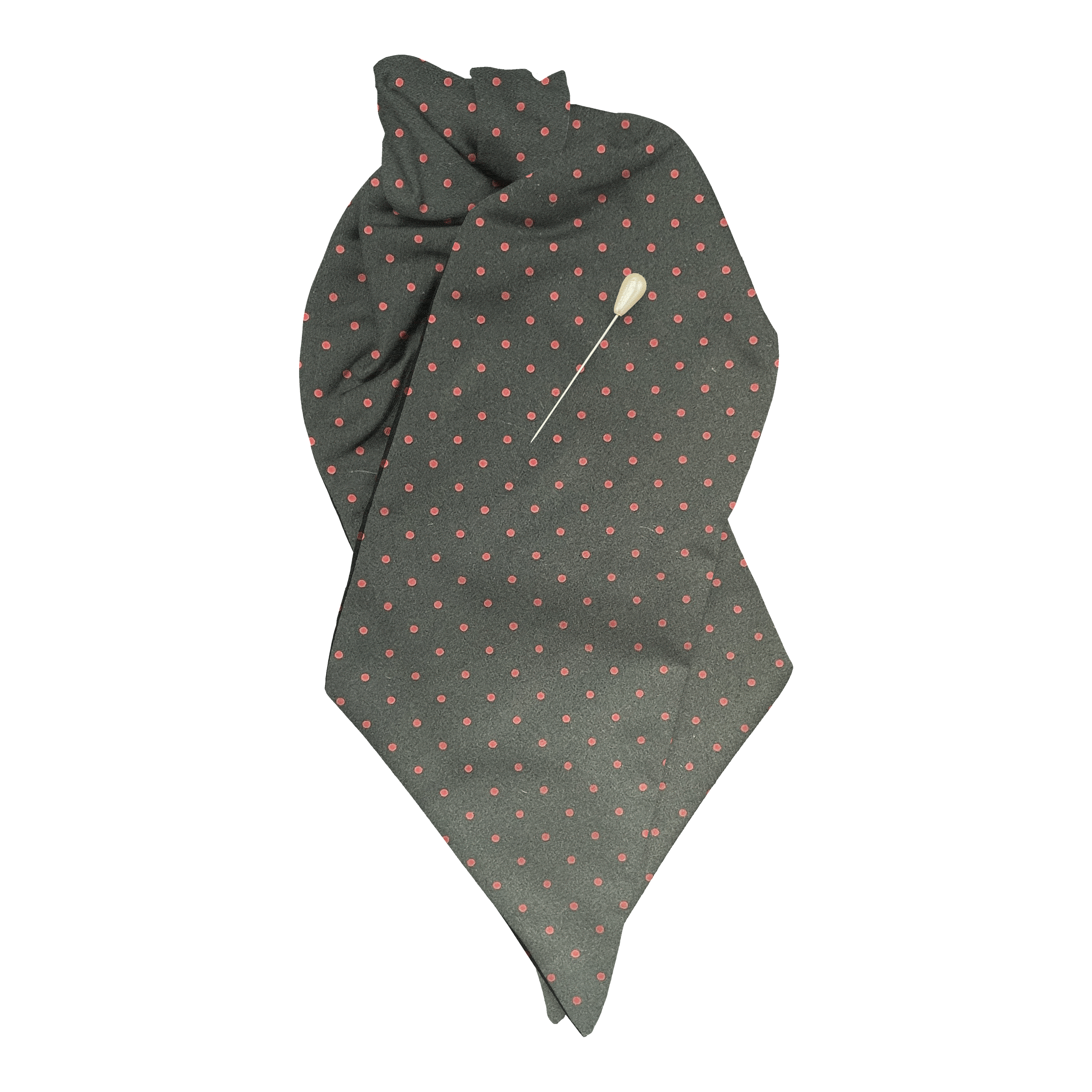 [PL-N-60-6067] Plastron aus Seide, Stoff: schwarz mit magenta Punkten (6067) (mit Nadel)